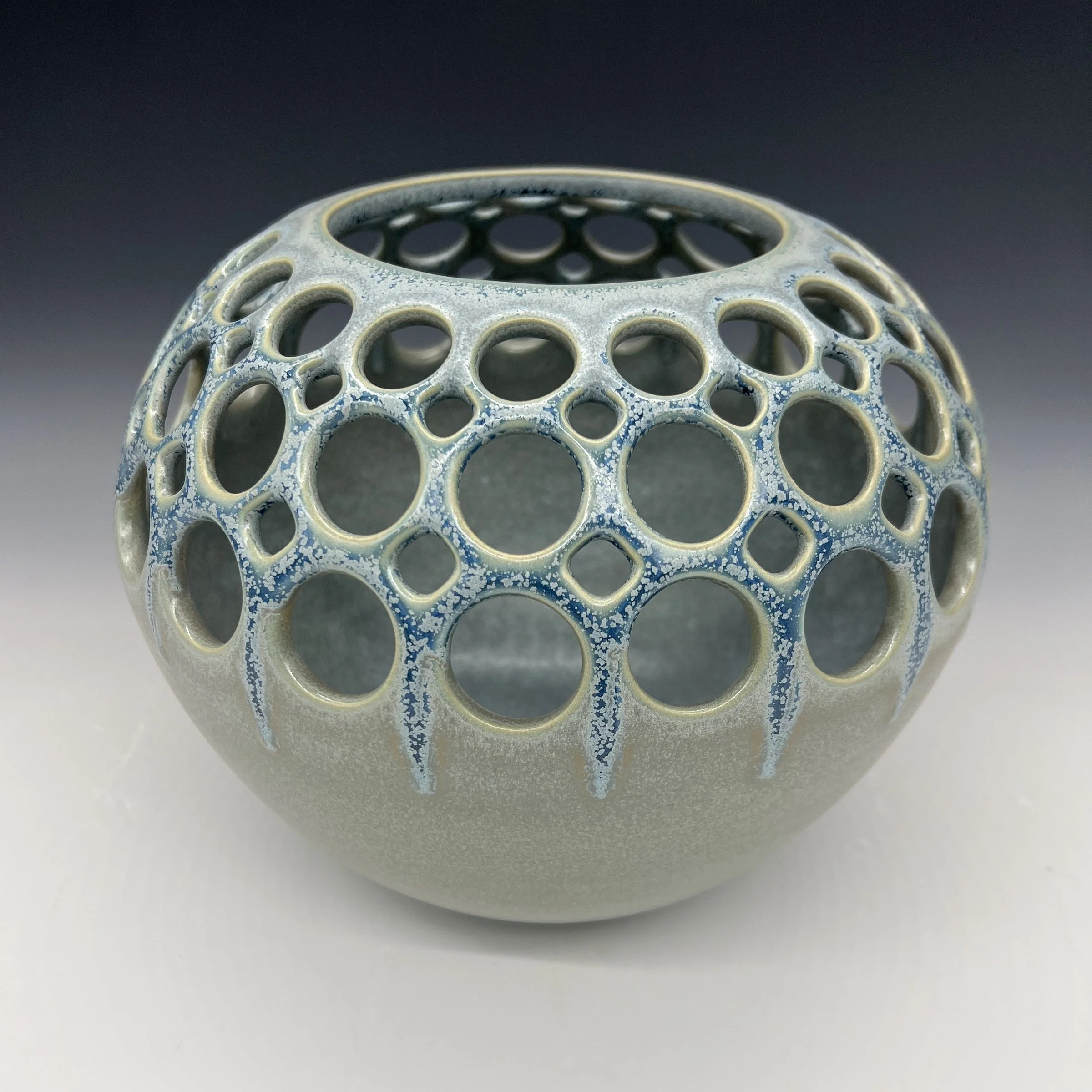 Demi Pierced Orb Vase with Crystalized Glaze