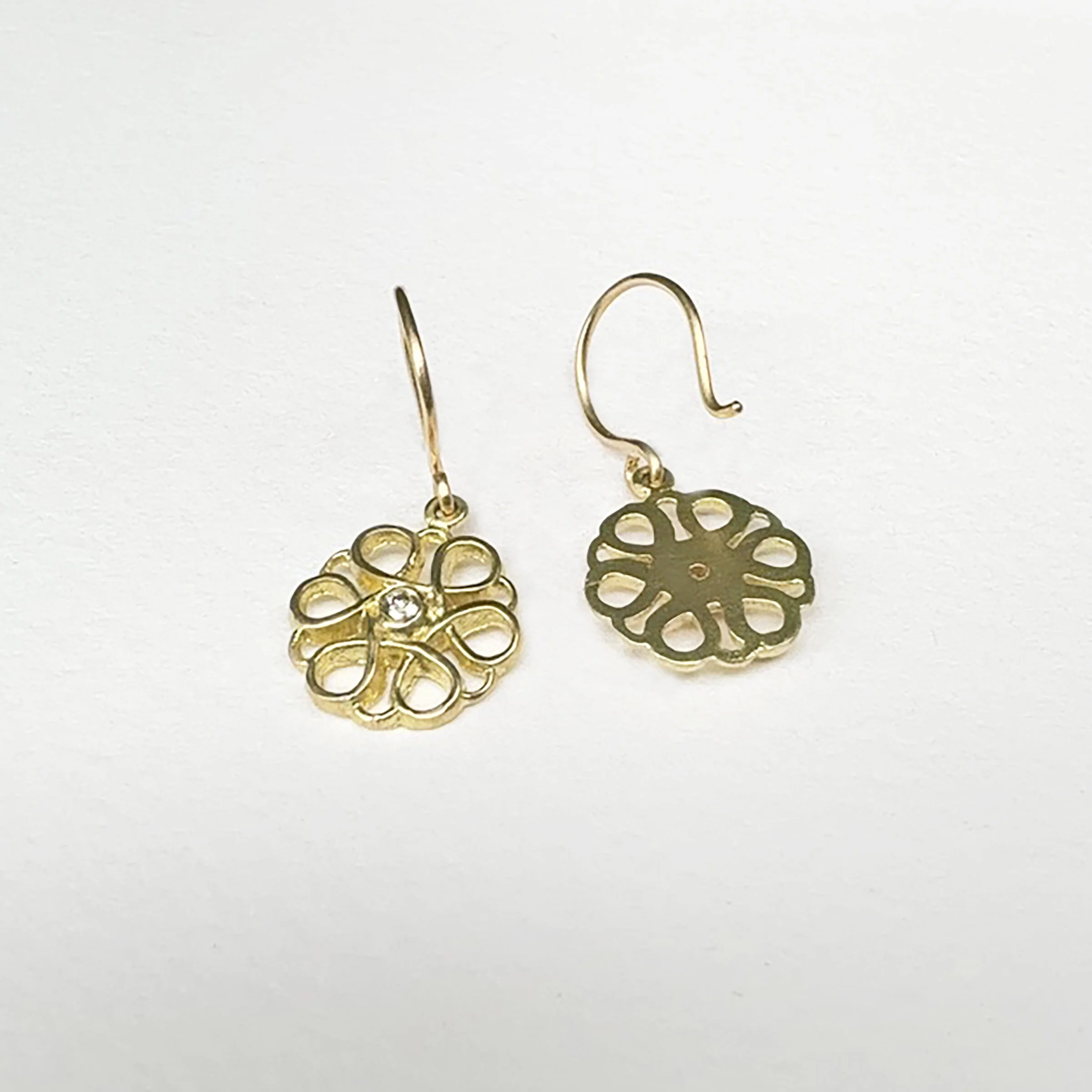 Diamond Flower Drop Earrings - Image 3