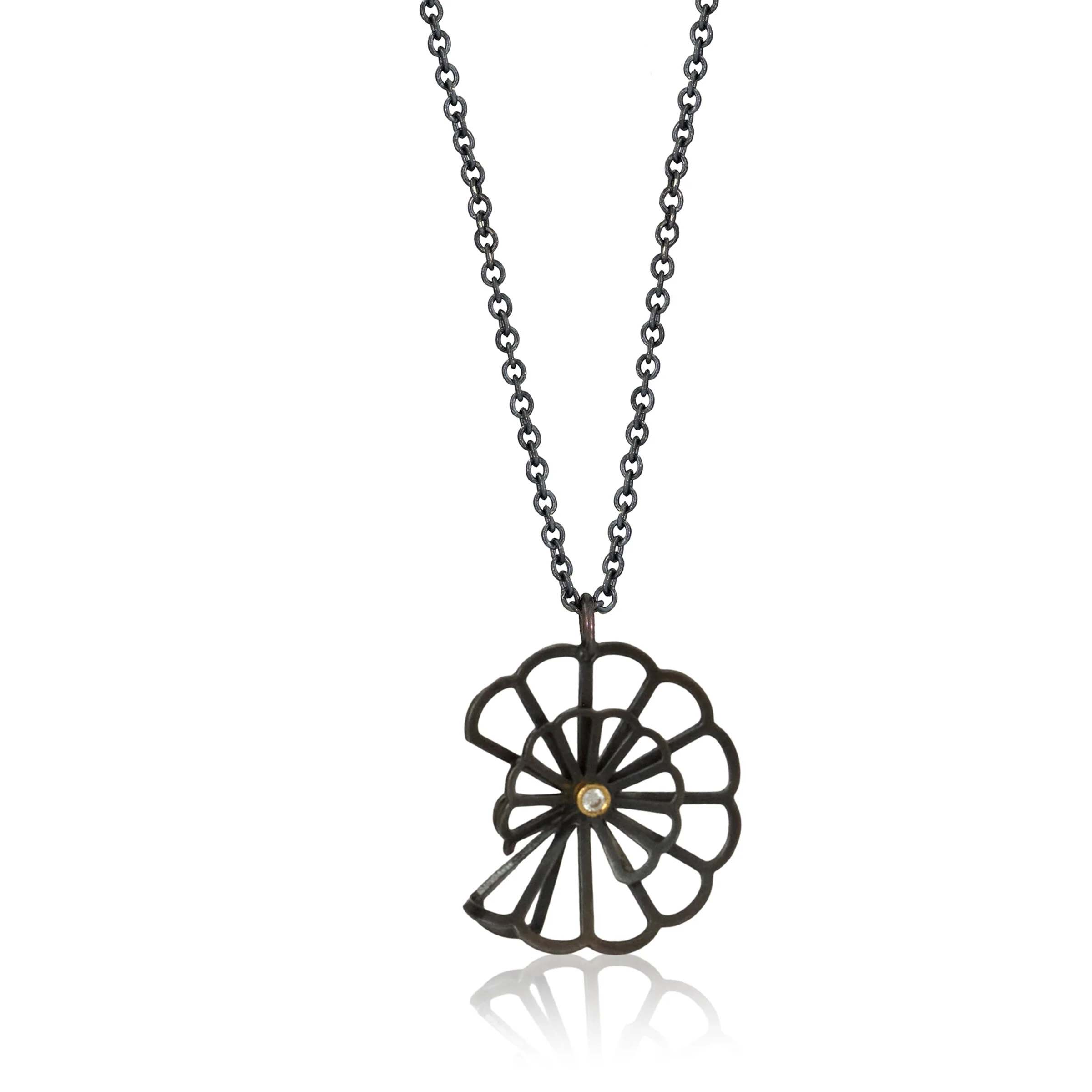 Double Cloud Fold Origami Necklace - Diamond