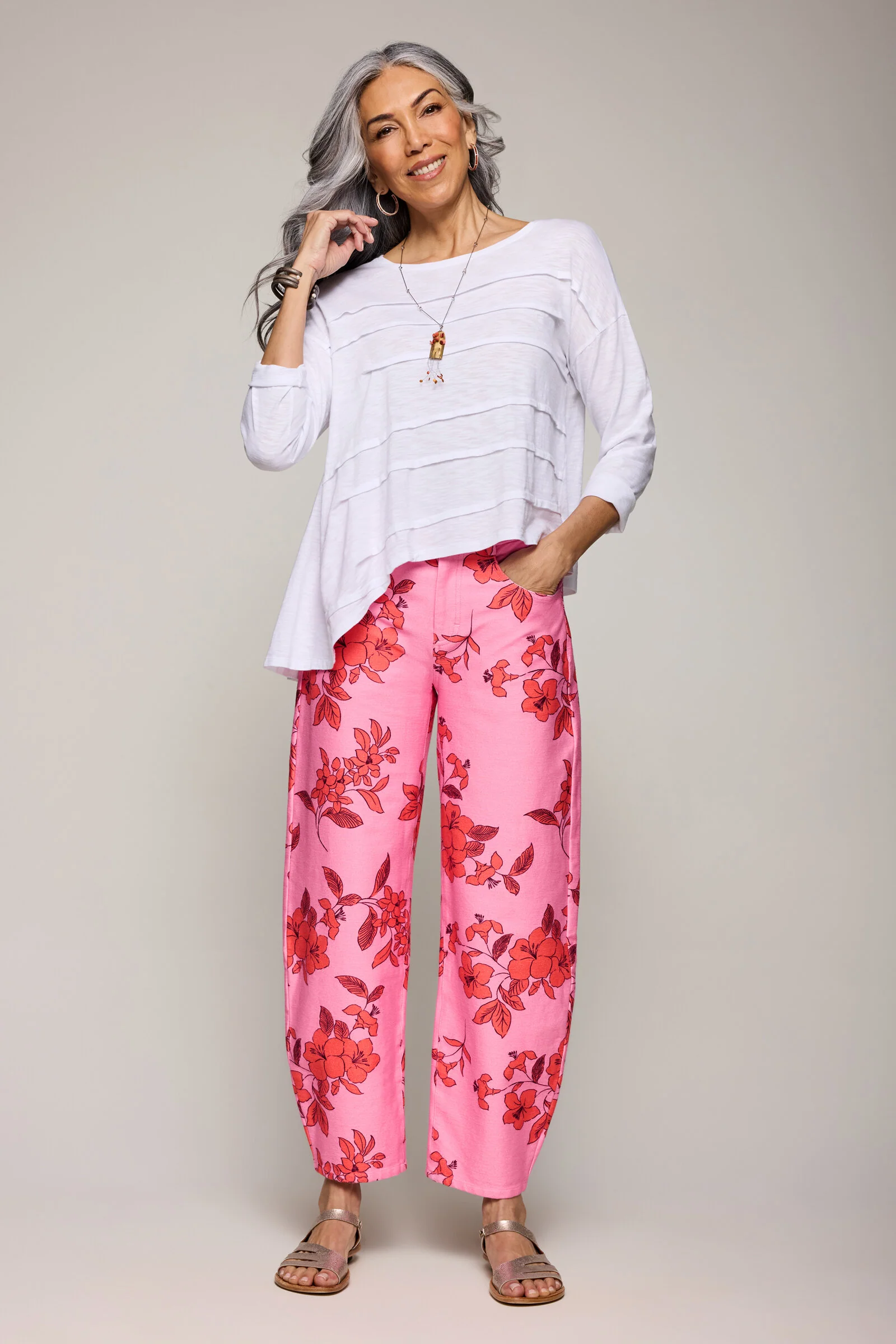 Dream Knit Denim Barrel Jean - Blush Blossom - Image 2