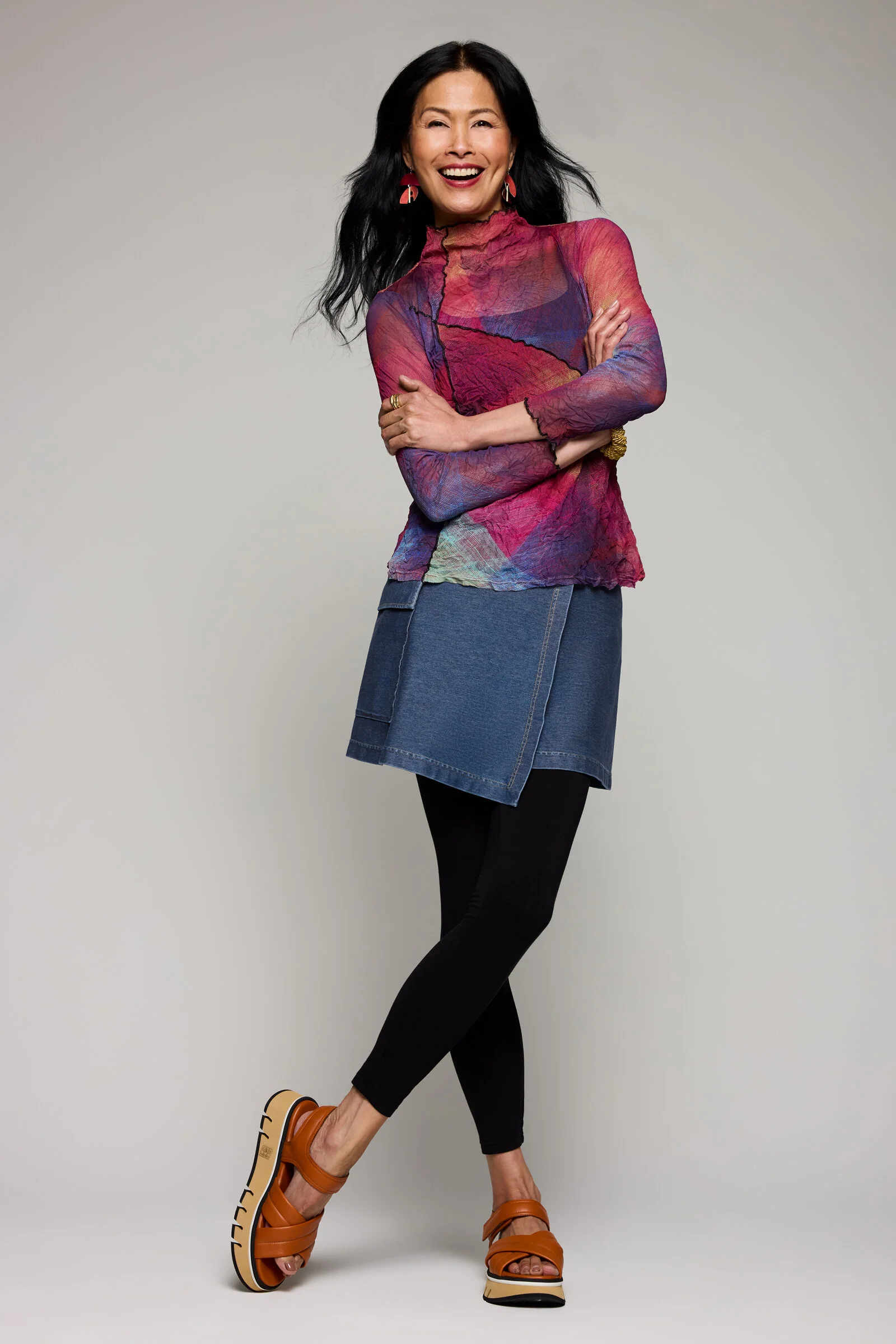 Dream Knit Denim Wrap Leggings - Indigo Wash - Image 2