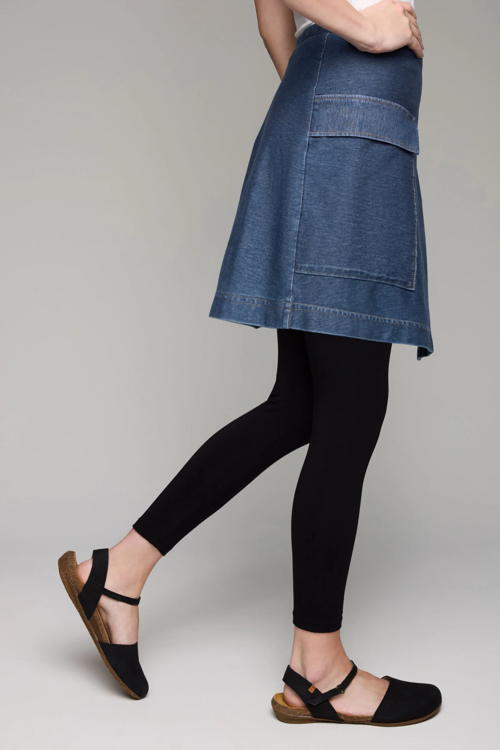 Dream Knit Denim Wrap Leggings - Indigo Wash - Image 3