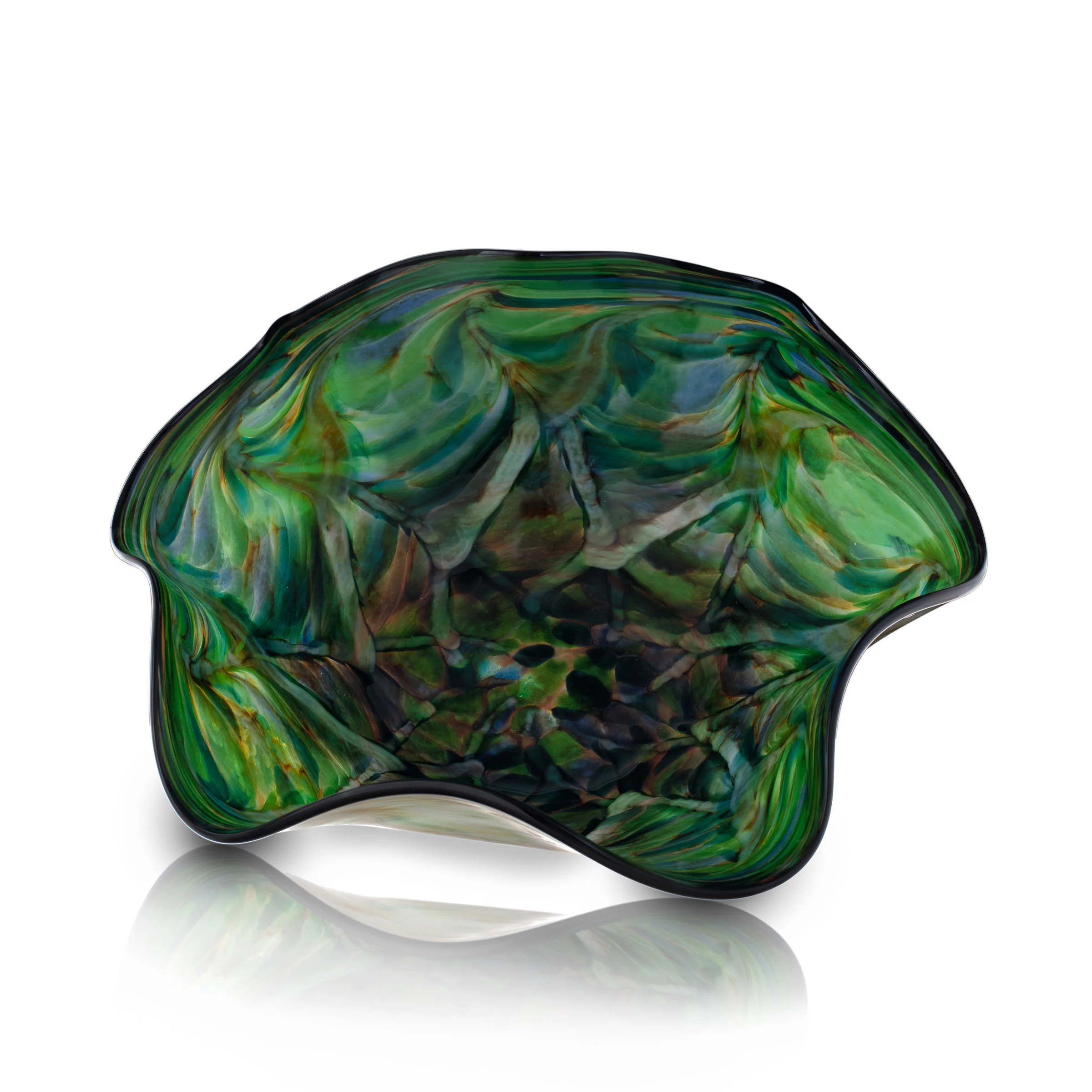 Earth Tone Teal Low Wave Bowl - Extra Large