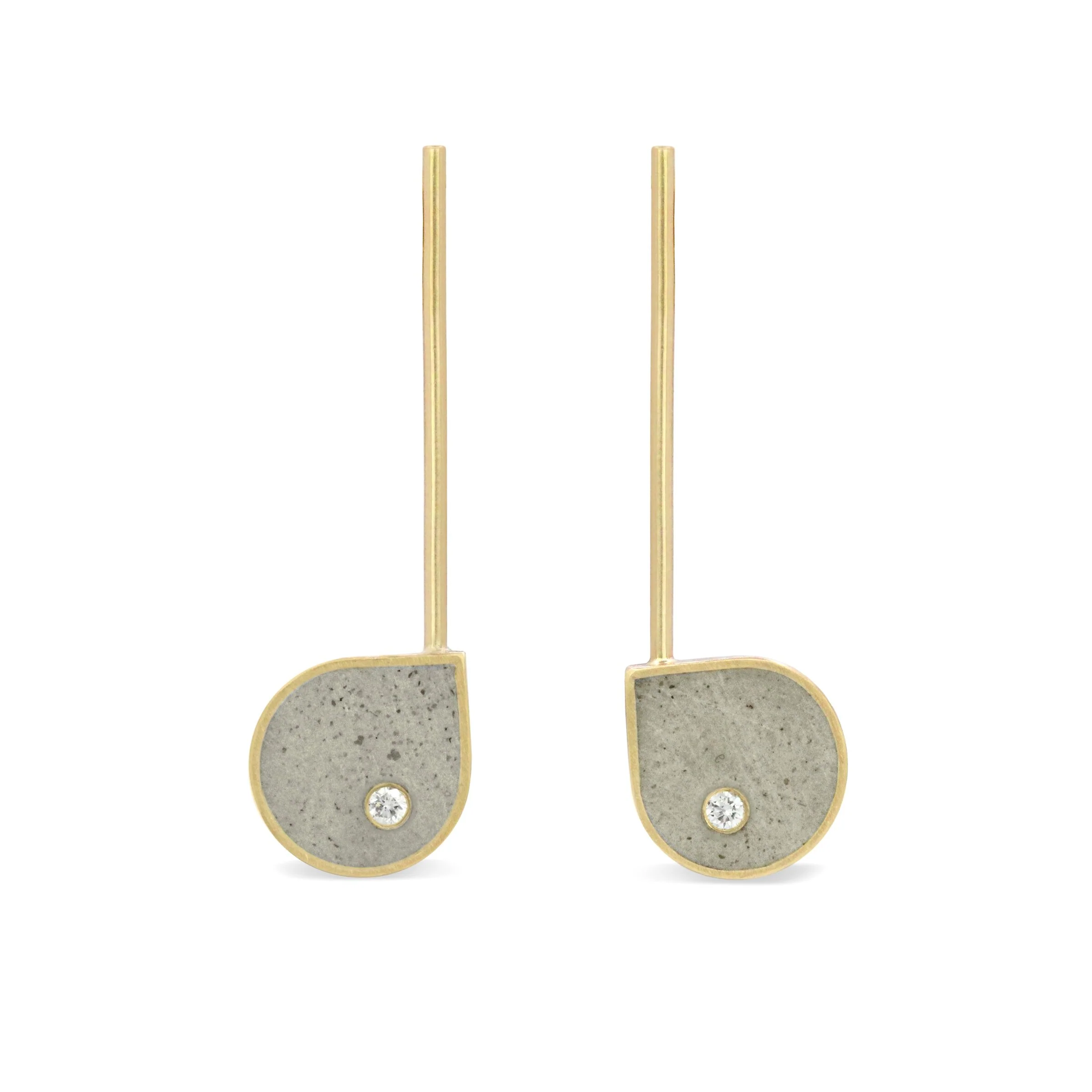 Effortless Pear Drop Earrings - 14k Yellow Gold with Gray Concrete