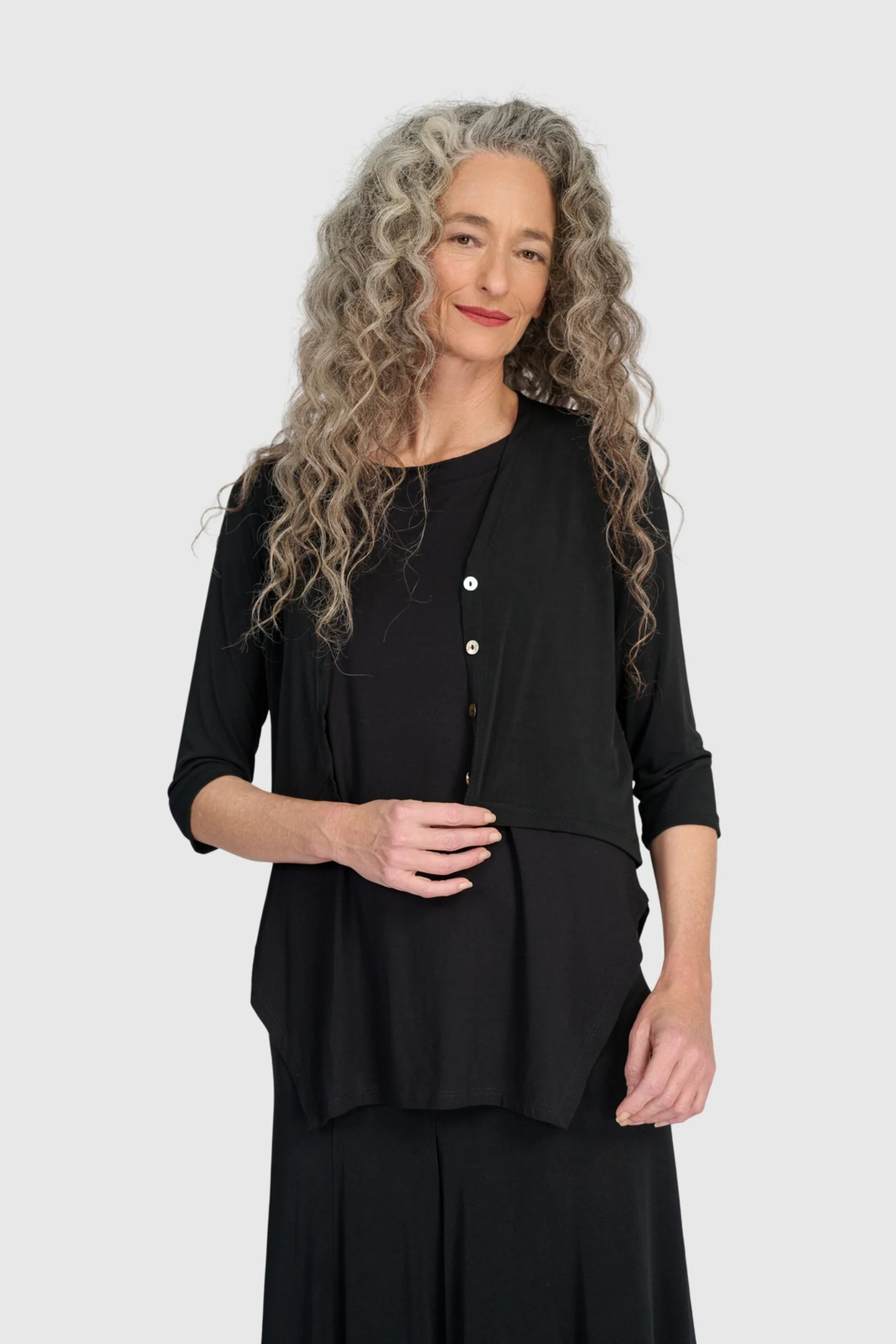 Essential Slinky Cropped Cardigan - Black - Image 2