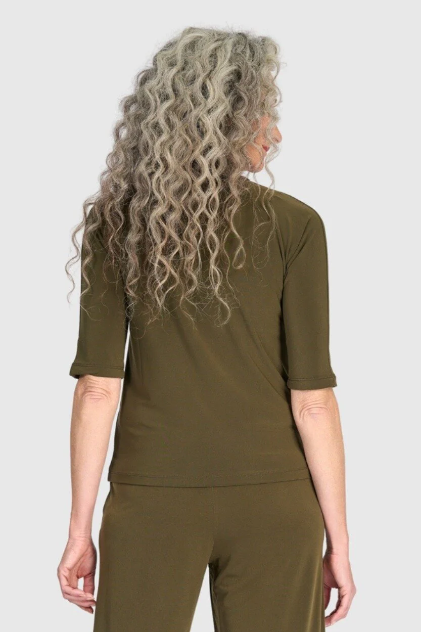 Essential Slinky Mockneck Tee - Khaki - Image 2