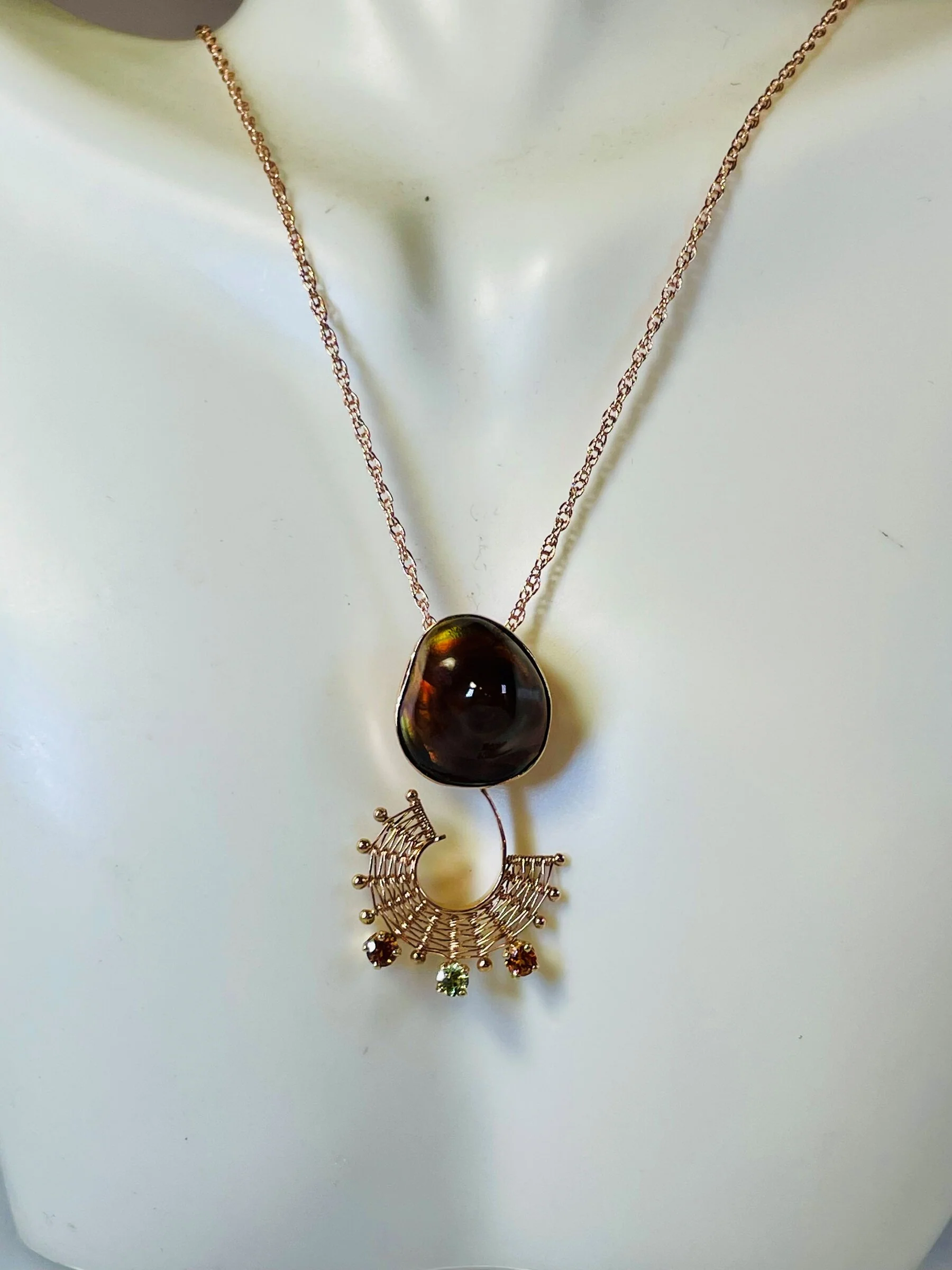 Fandango 14K Rose Gold Volcano Pendant with Gemstones - Image 2