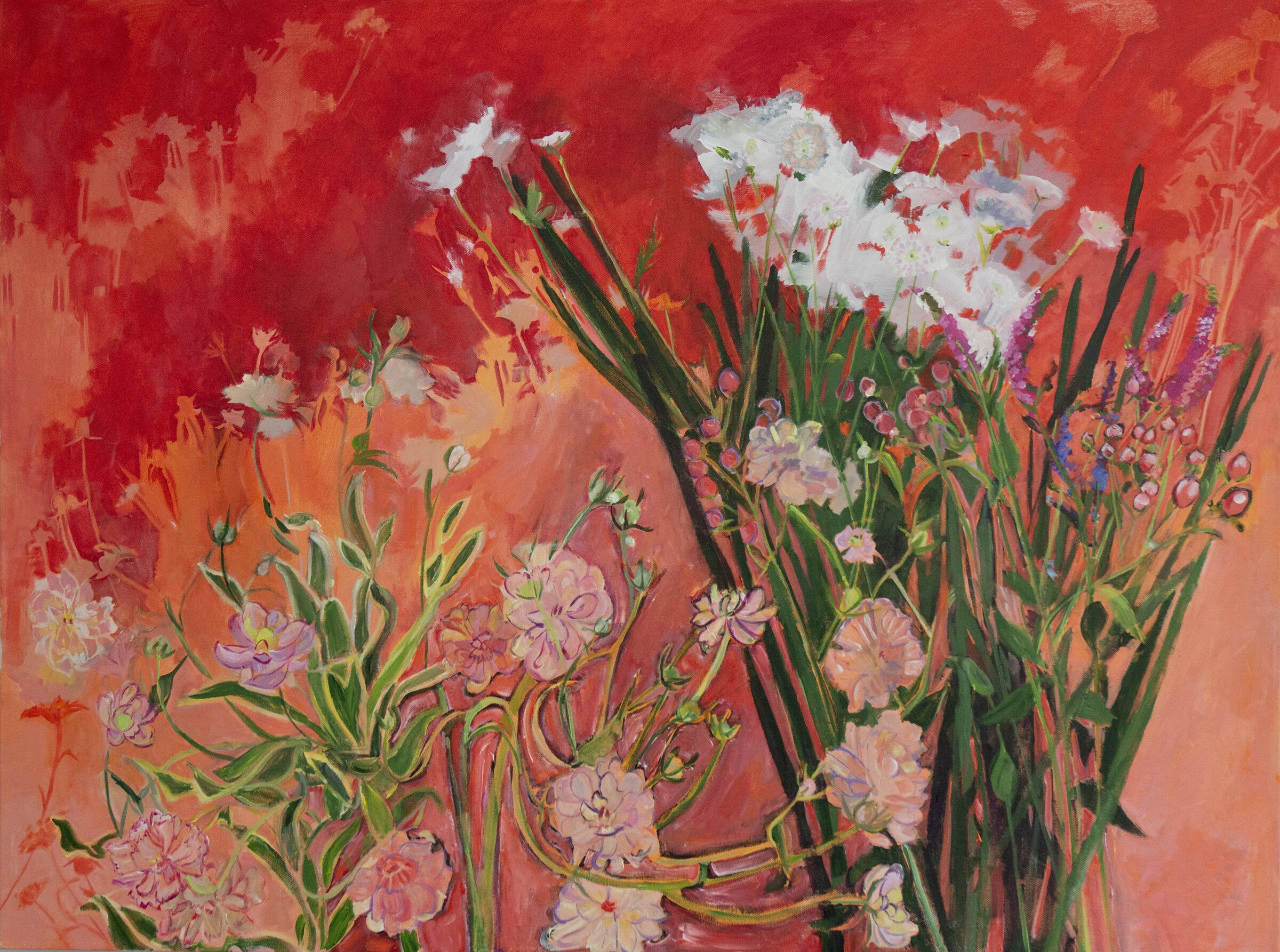 Flower Echoes in Red - Small Giclee Print