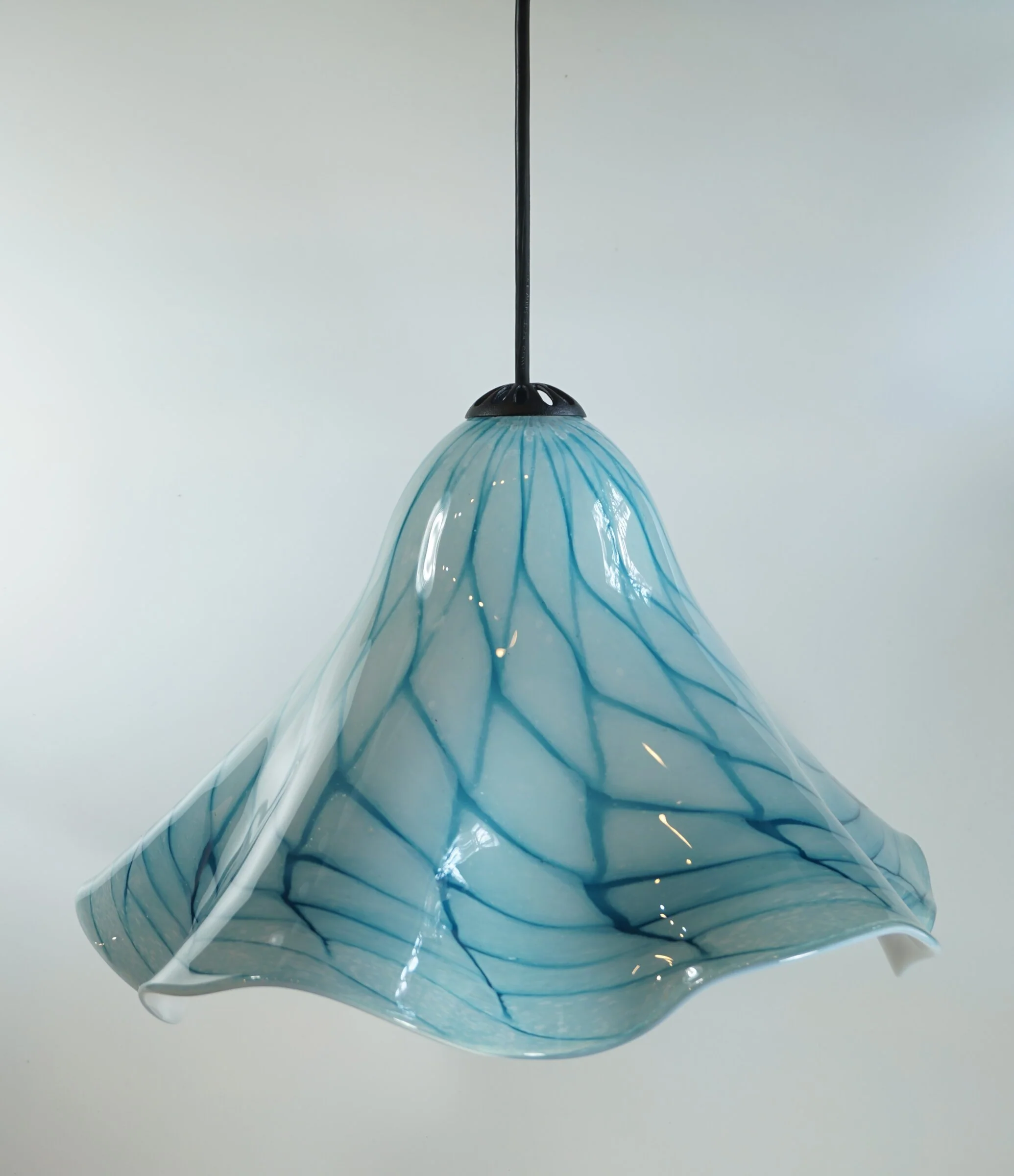 Fluted Aqua Web Pendant