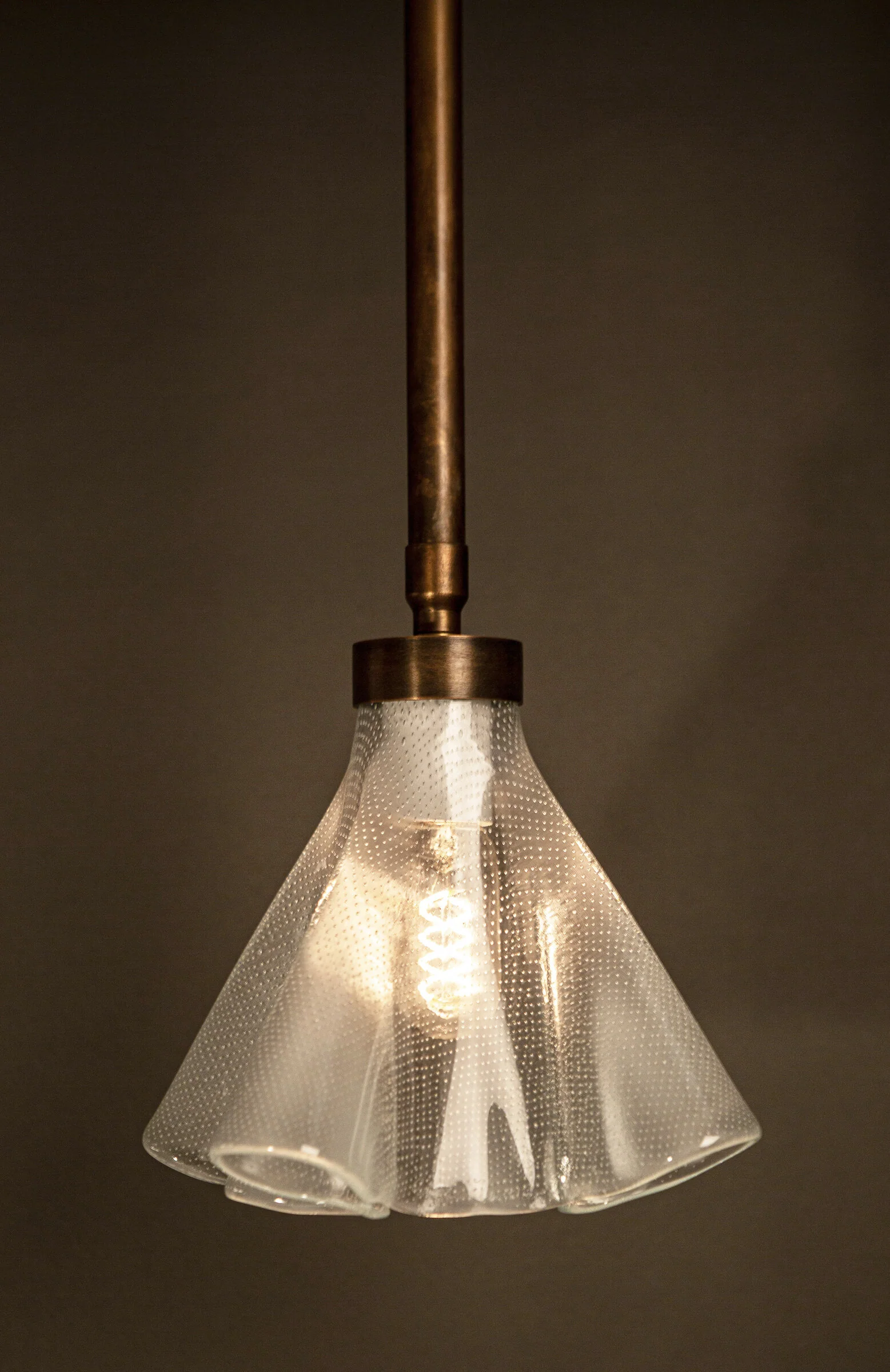 Fluted Champagne Bubble Glass Pendant
