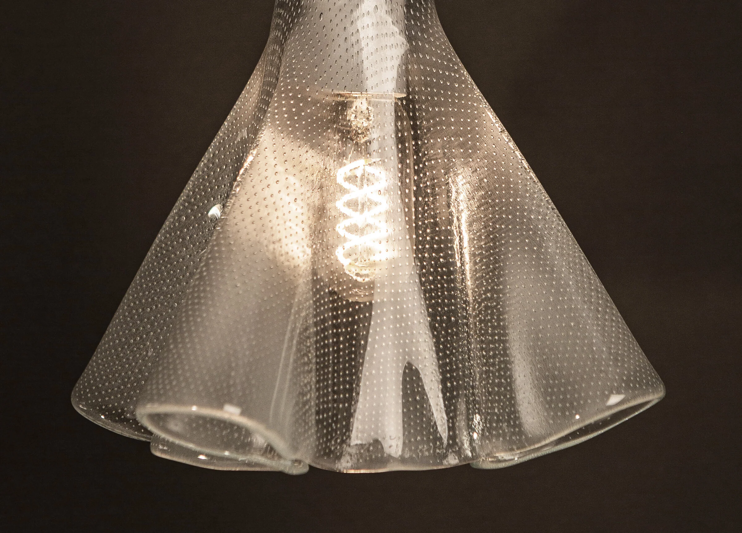 Fluted Champagne Bubble Glass Pendant - Image 2