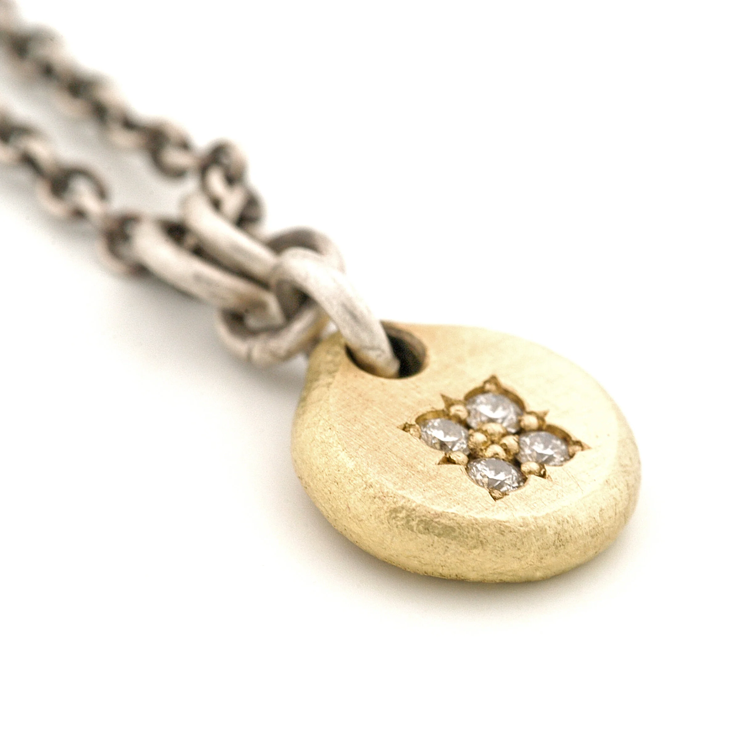 Forged Gold & Diamond Drop Pendant - Image 4