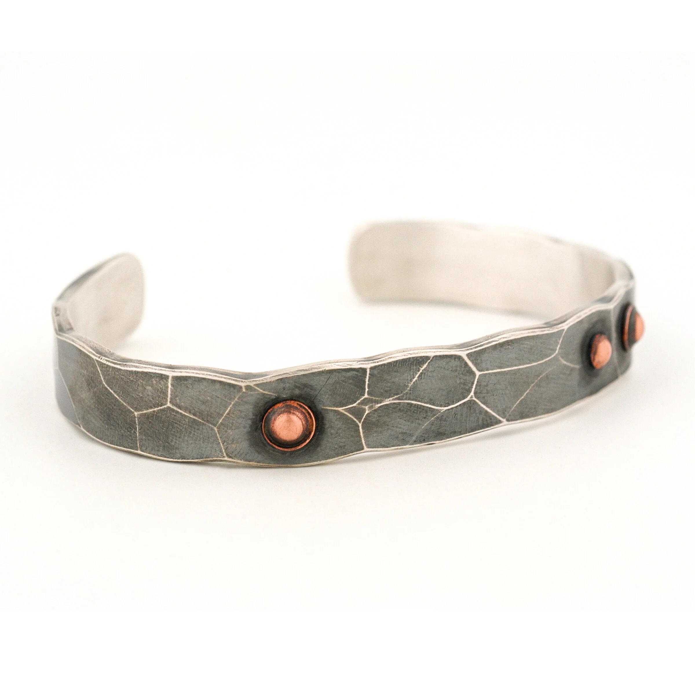 Forged Silver & Copper Rivets Cuff - Image 3