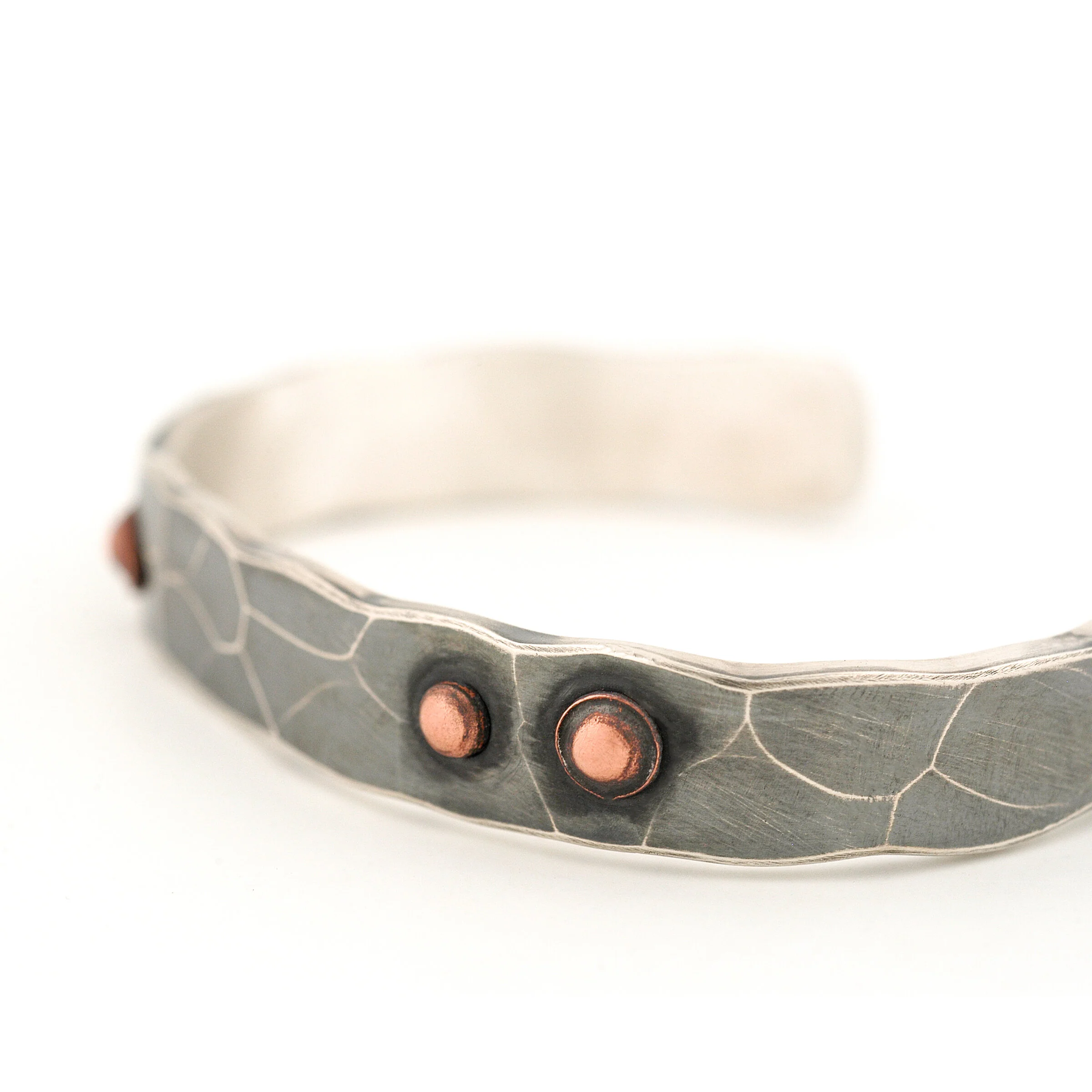 Forged Silver & Copper Rivets Cuff - Image 4
