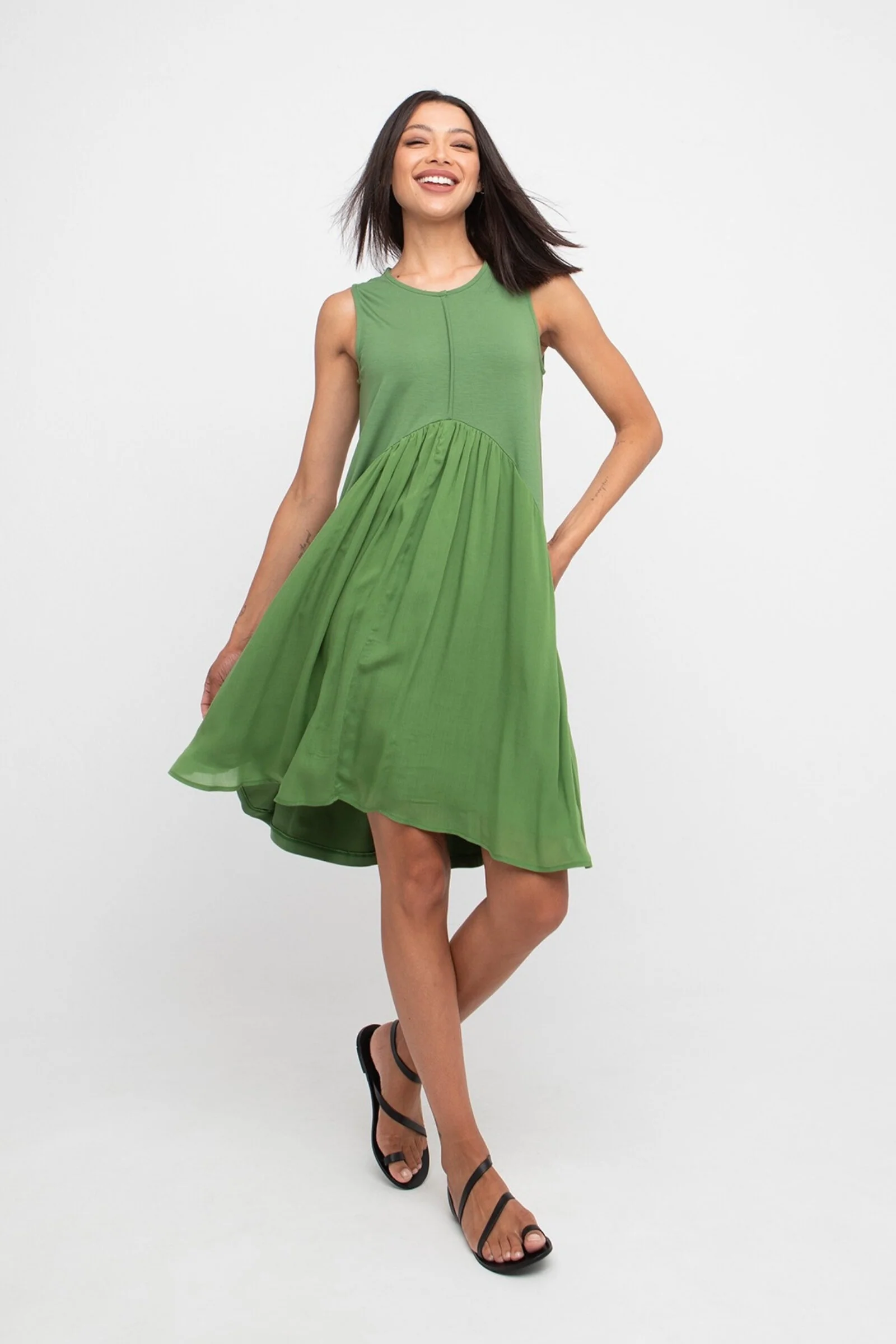 Fresco Swing Dress - Green