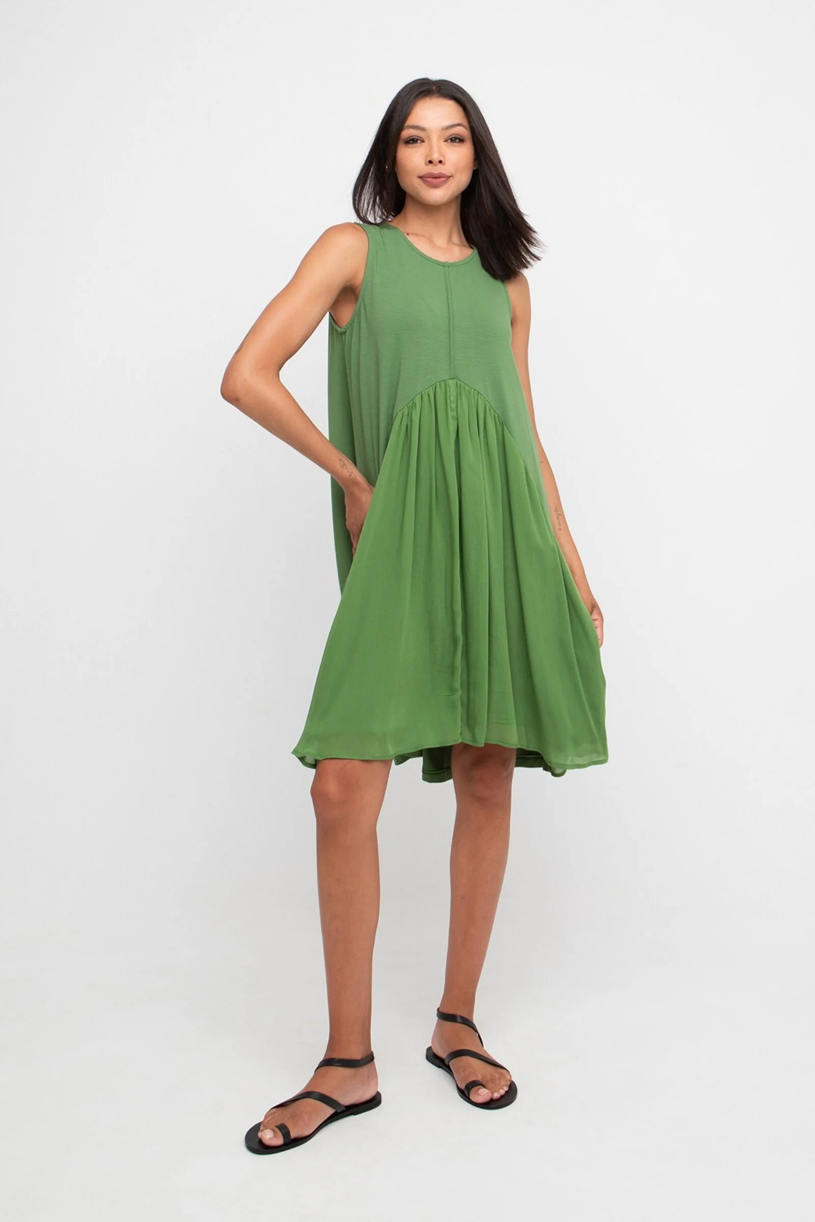 Fresco Swing Dress - Green - Image 2