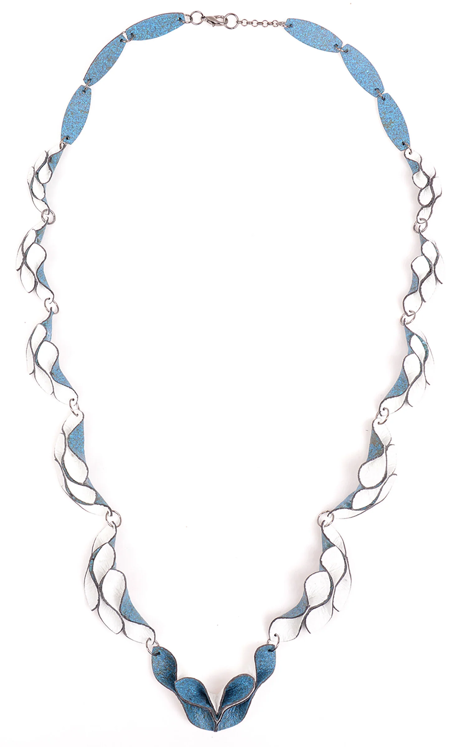 Gilda's Leaves Necklace - Denim & White