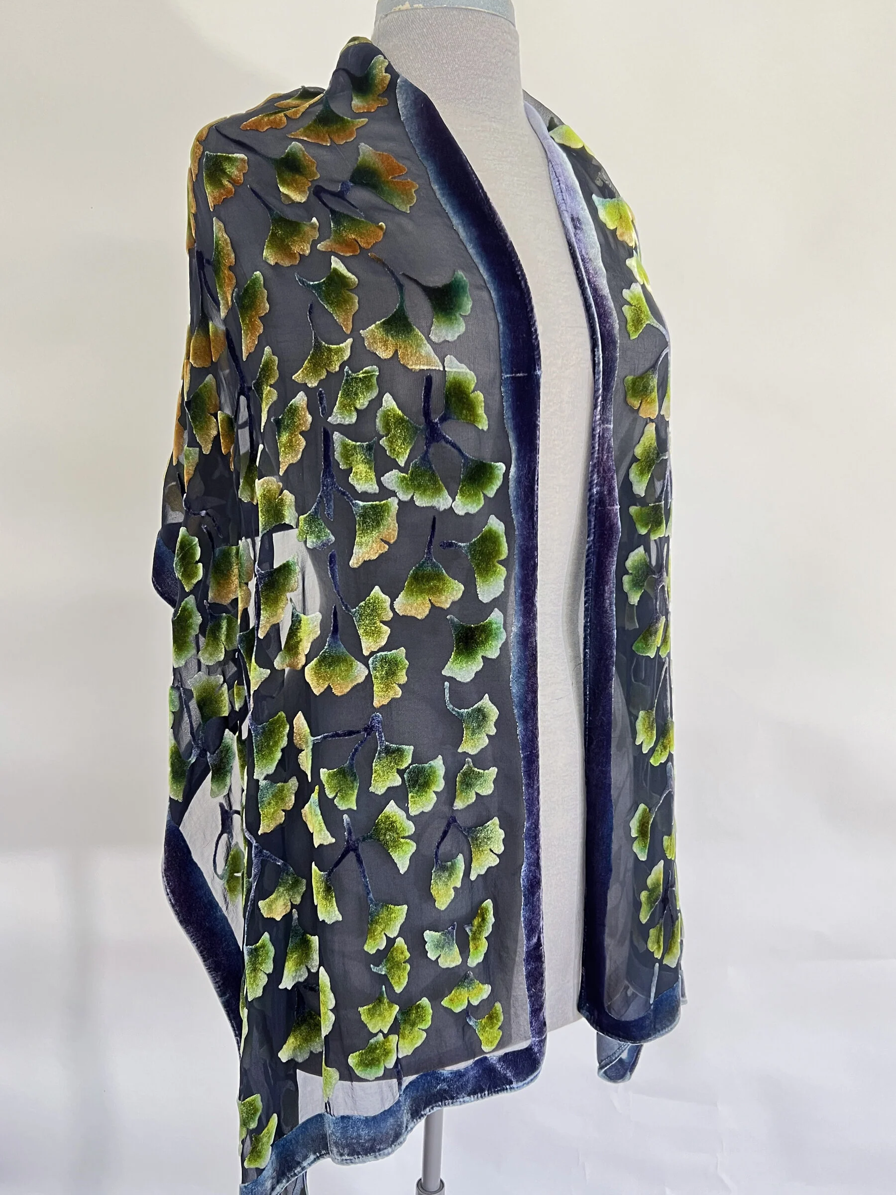 Gingko Scarf/Shawl - Black - Image 4