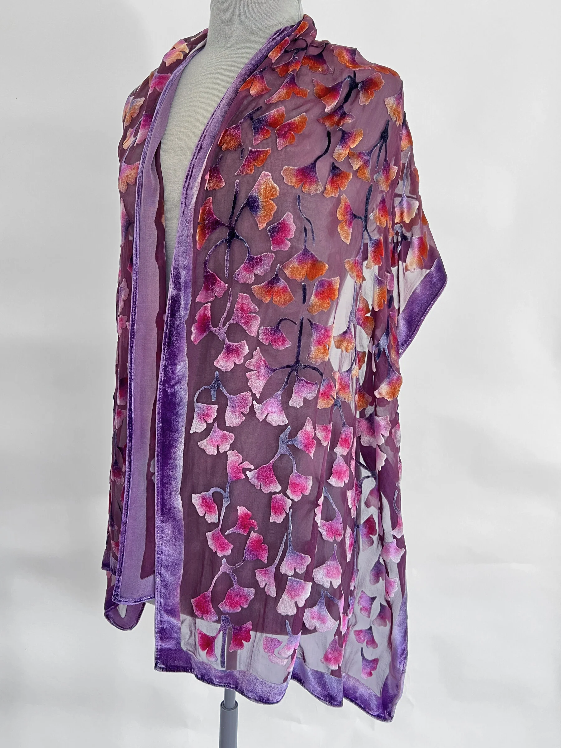 Gingko Scarf/Shawl - Wine - Image 3