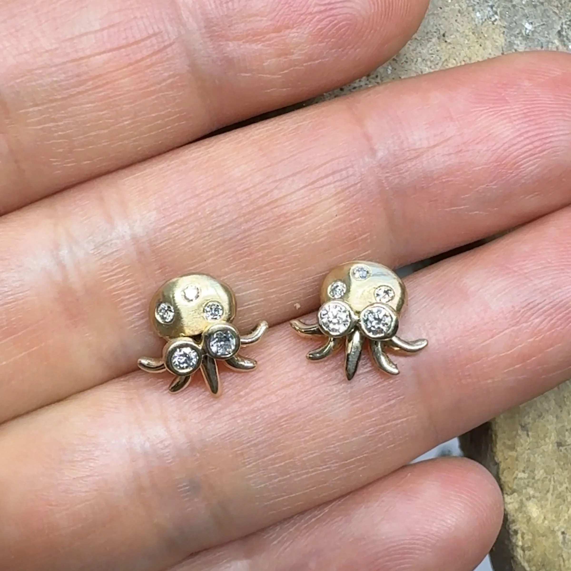 Gold Baby Octopus Earrings - Image 3