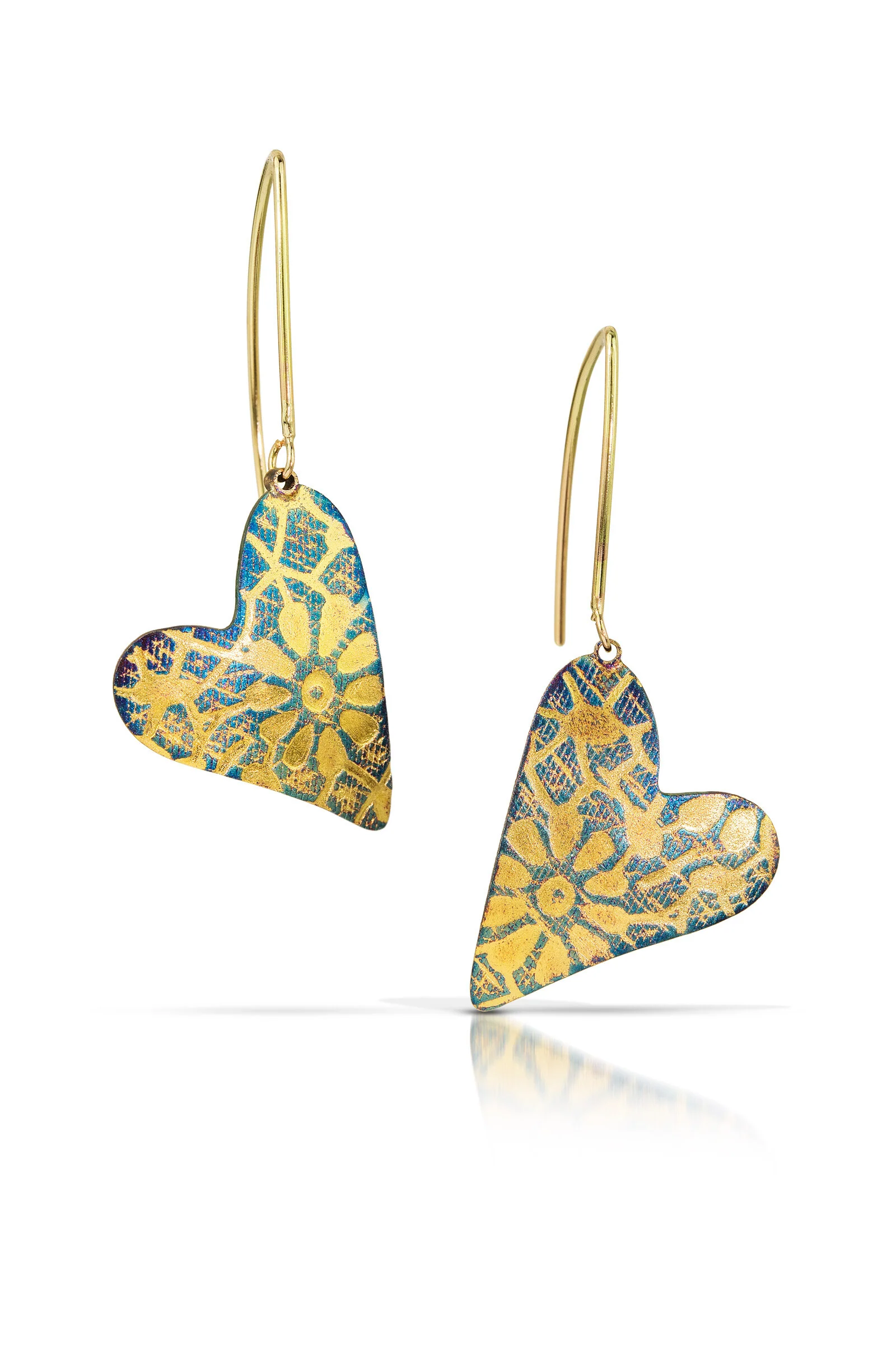 Gold Lace Heart Earrings
