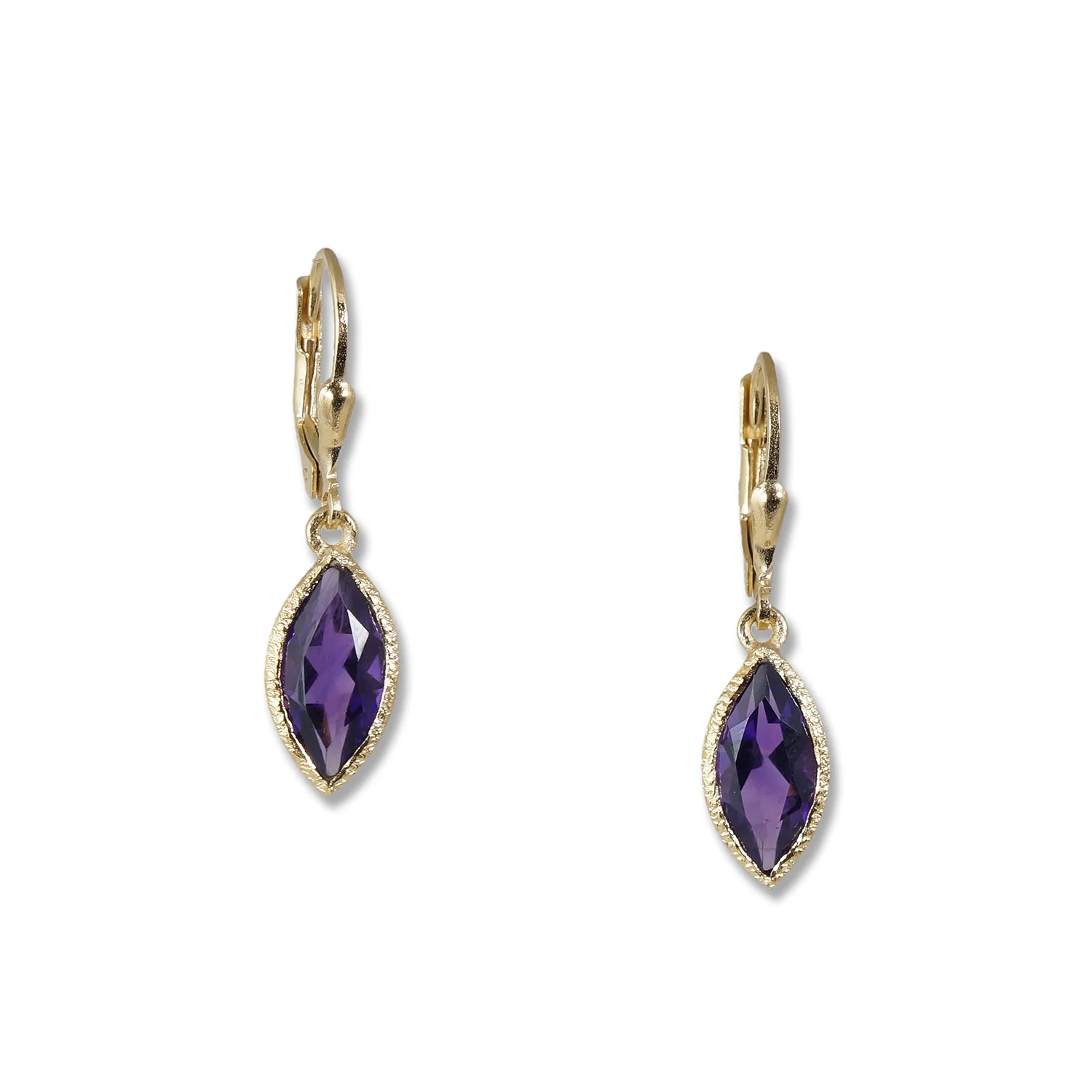 Gold Marquise Earrings - Amethyst