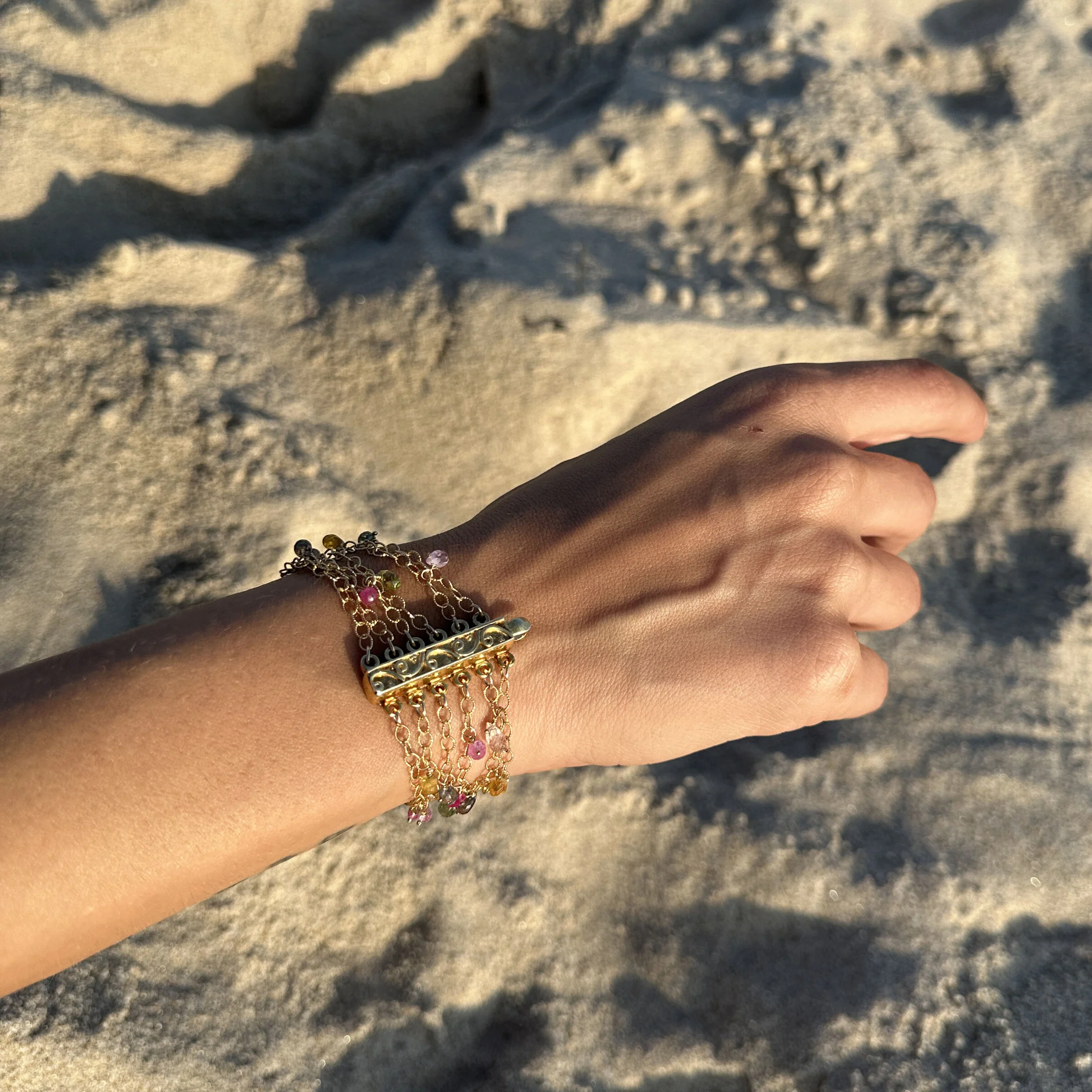 Gold Mesh & Sapphire Bracelet - Image 3