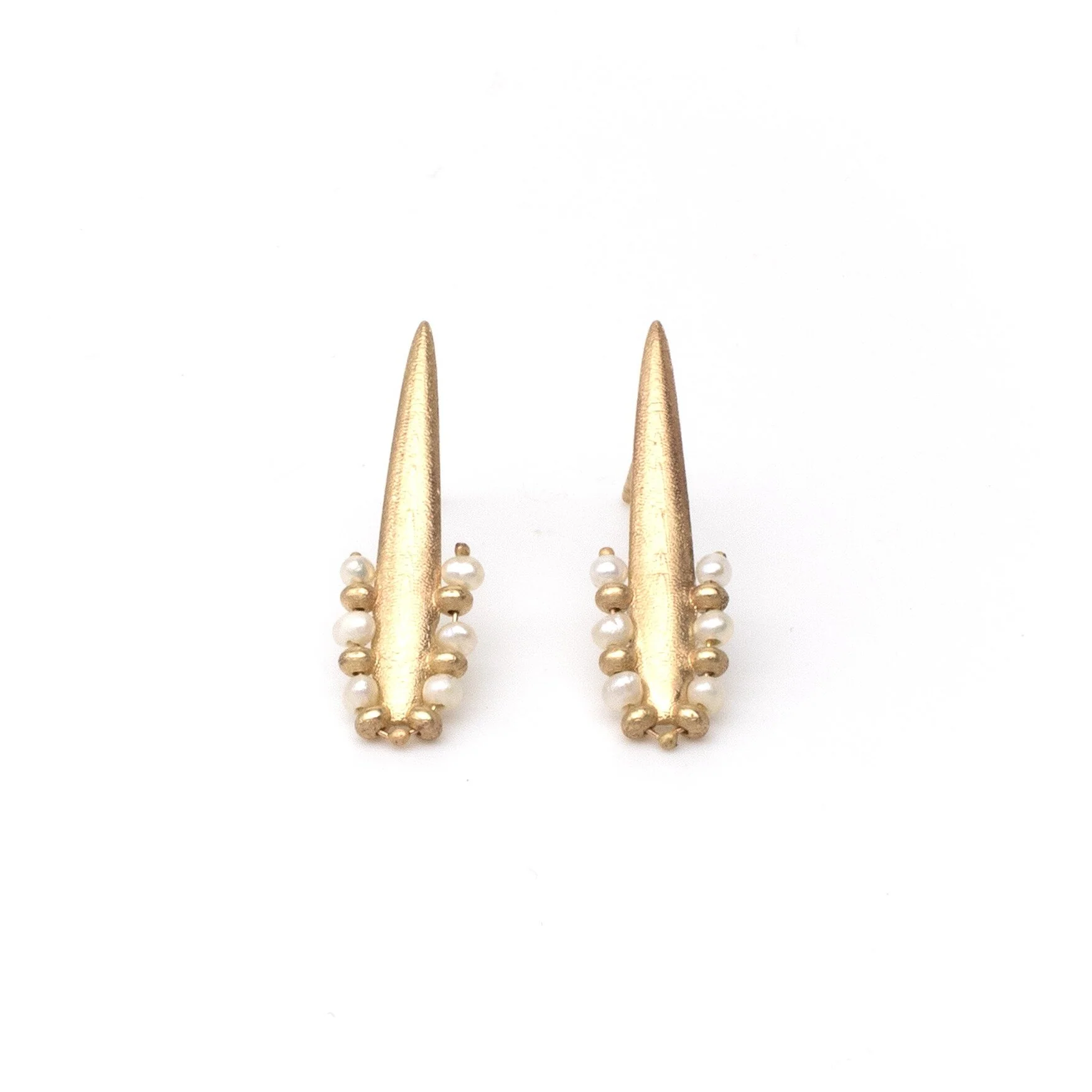 Gold Pearl Drop Earrings - Image 2