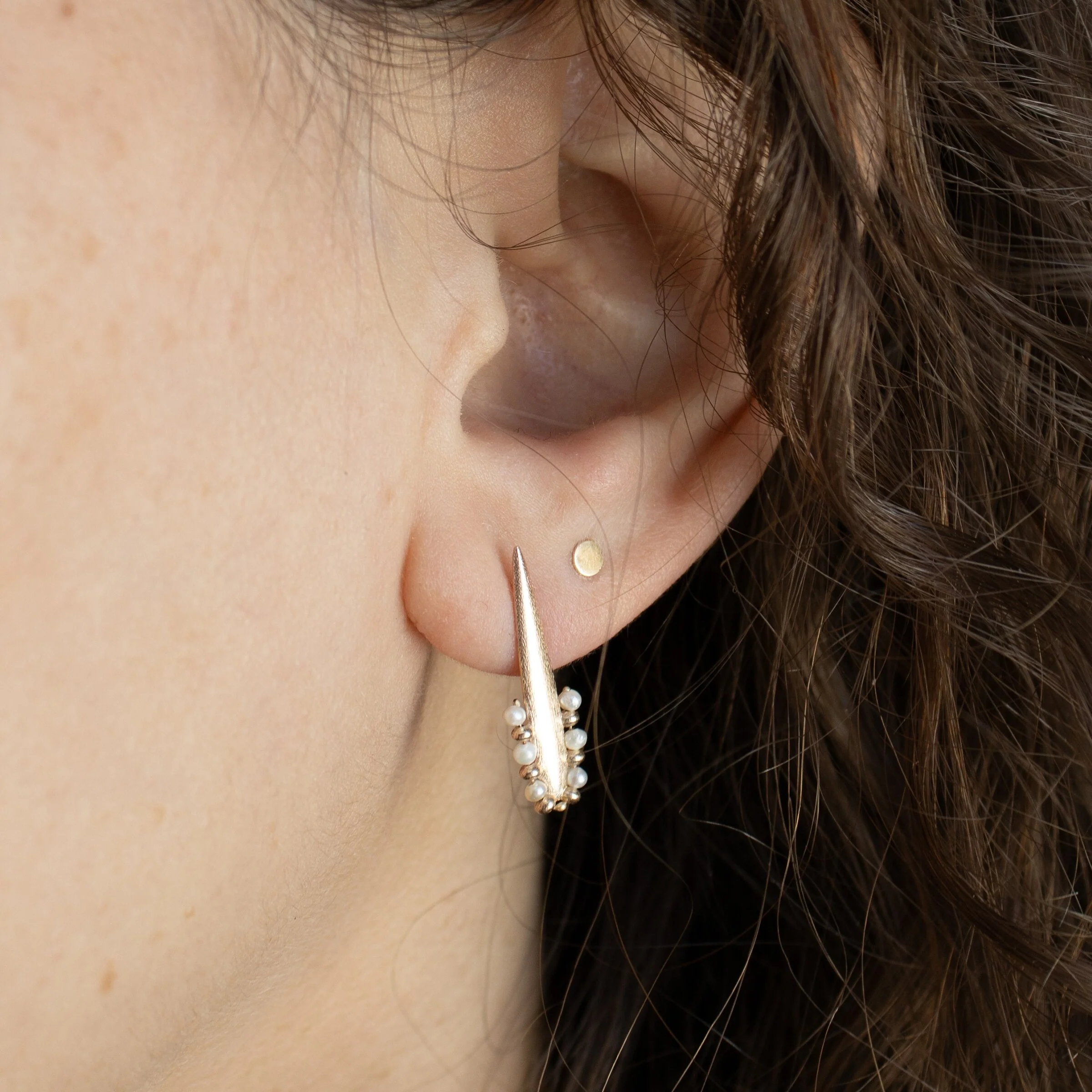 Gold Pearl Drop Earrings - Image 3