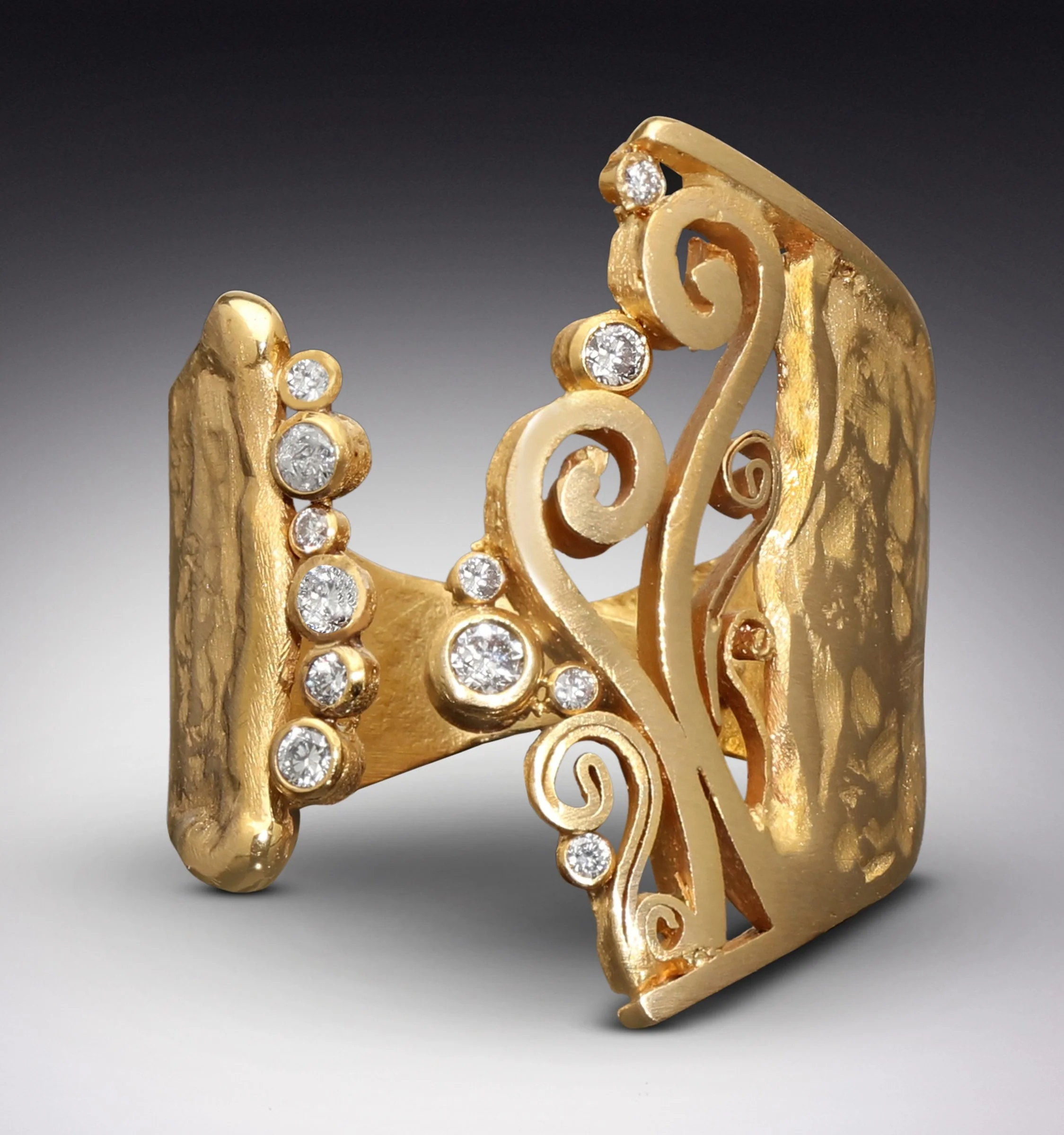 Gold & Diamond Open Filigree Ring