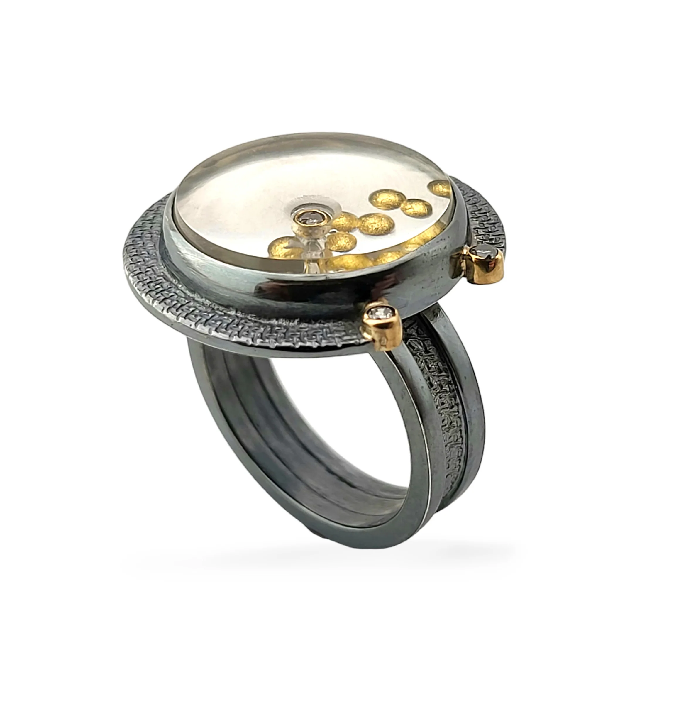 Gold Bubble & Diamond Ring