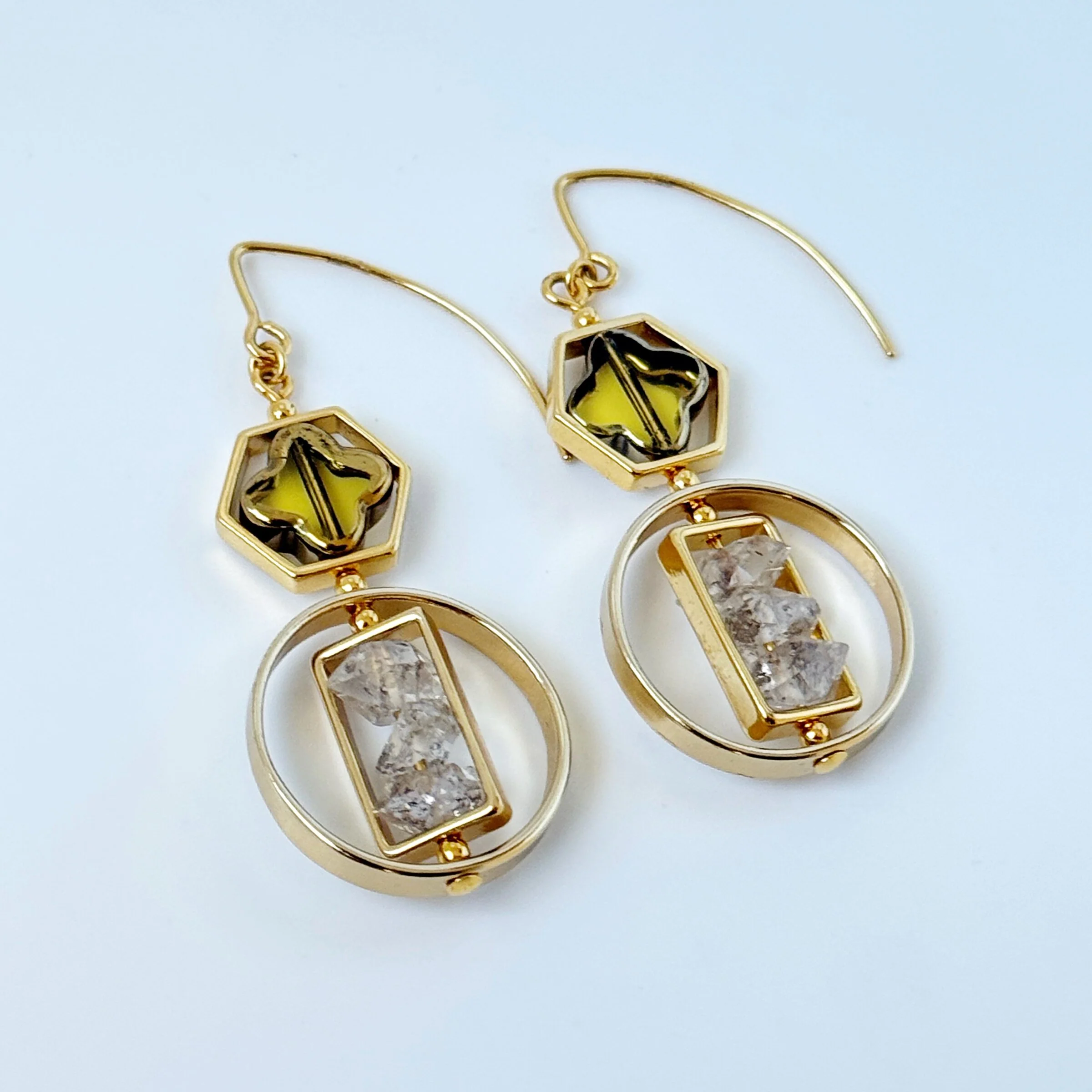 Golden Herkimer Diamond Earrings - Image 4