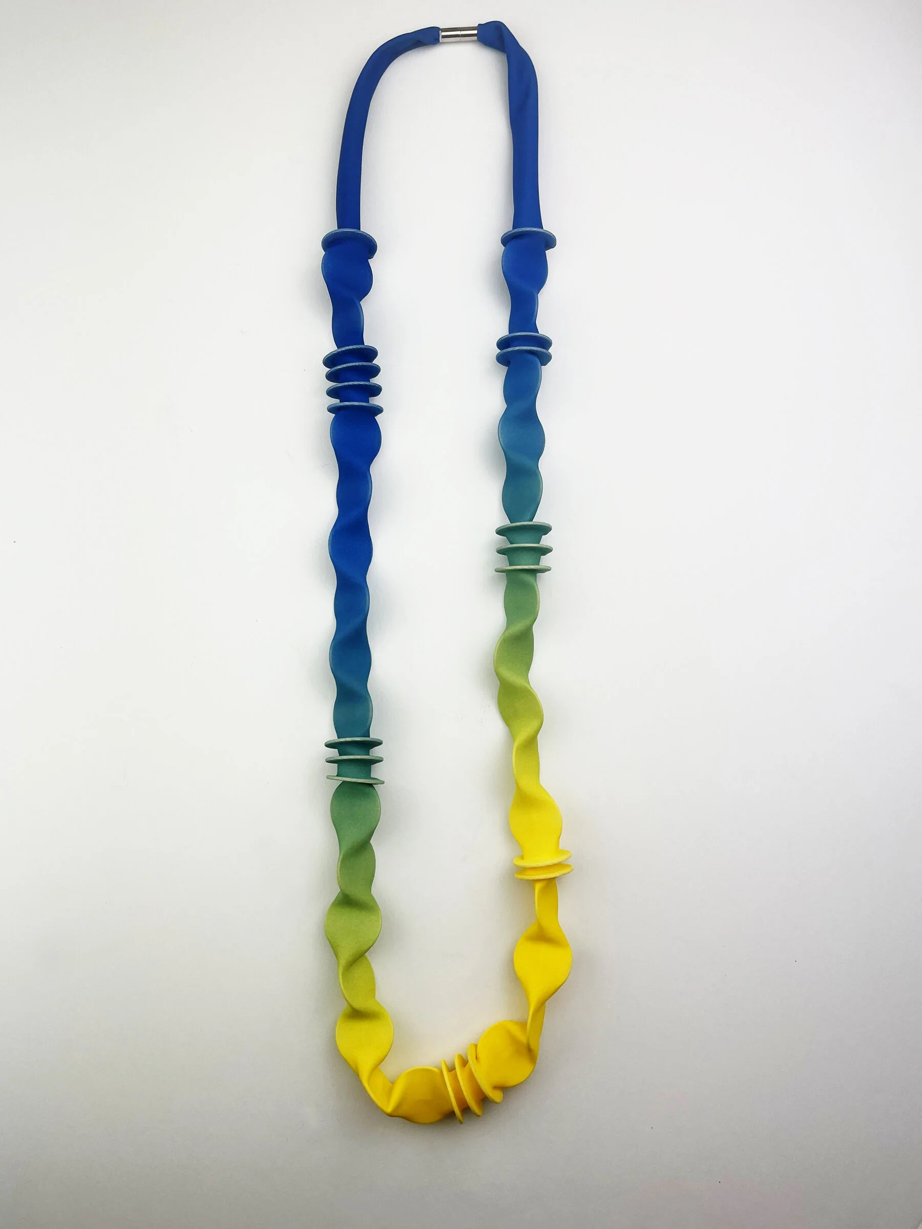 Gradient Sculpted Necklace - Blue, Green & Yellow