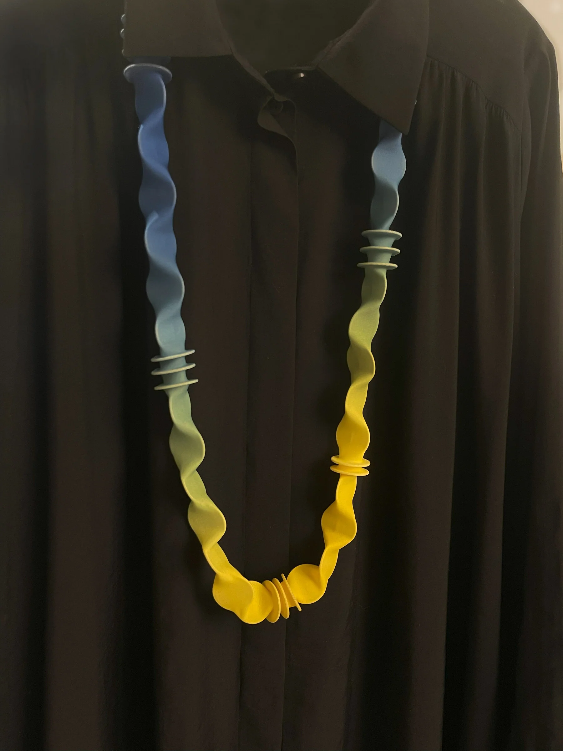 Gradient Sculpted Necklace - Blue, Green & Yellow - Image 2
