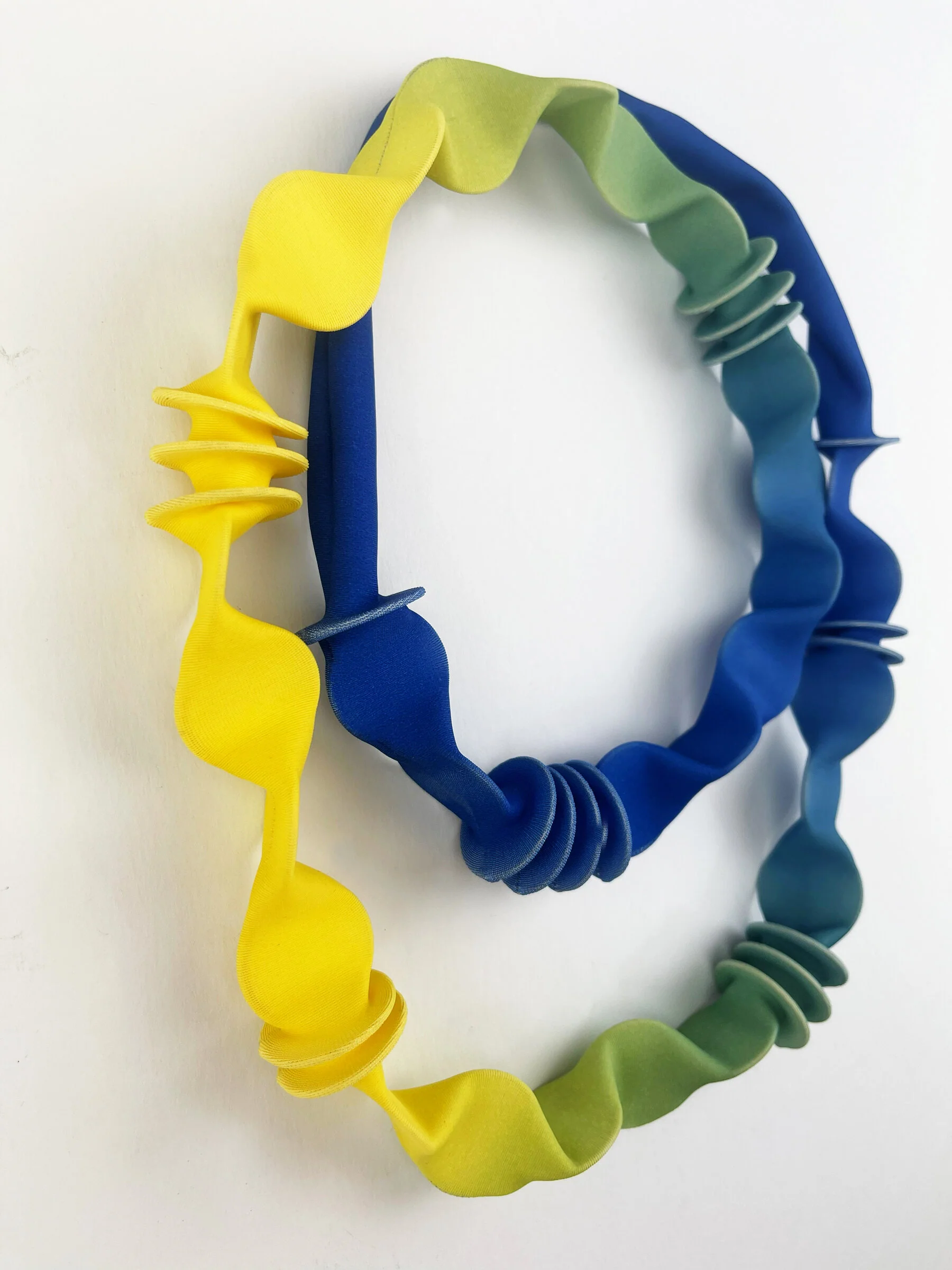 Gradient Sculpted Necklace - Blue, Green & Yellow - Image 3