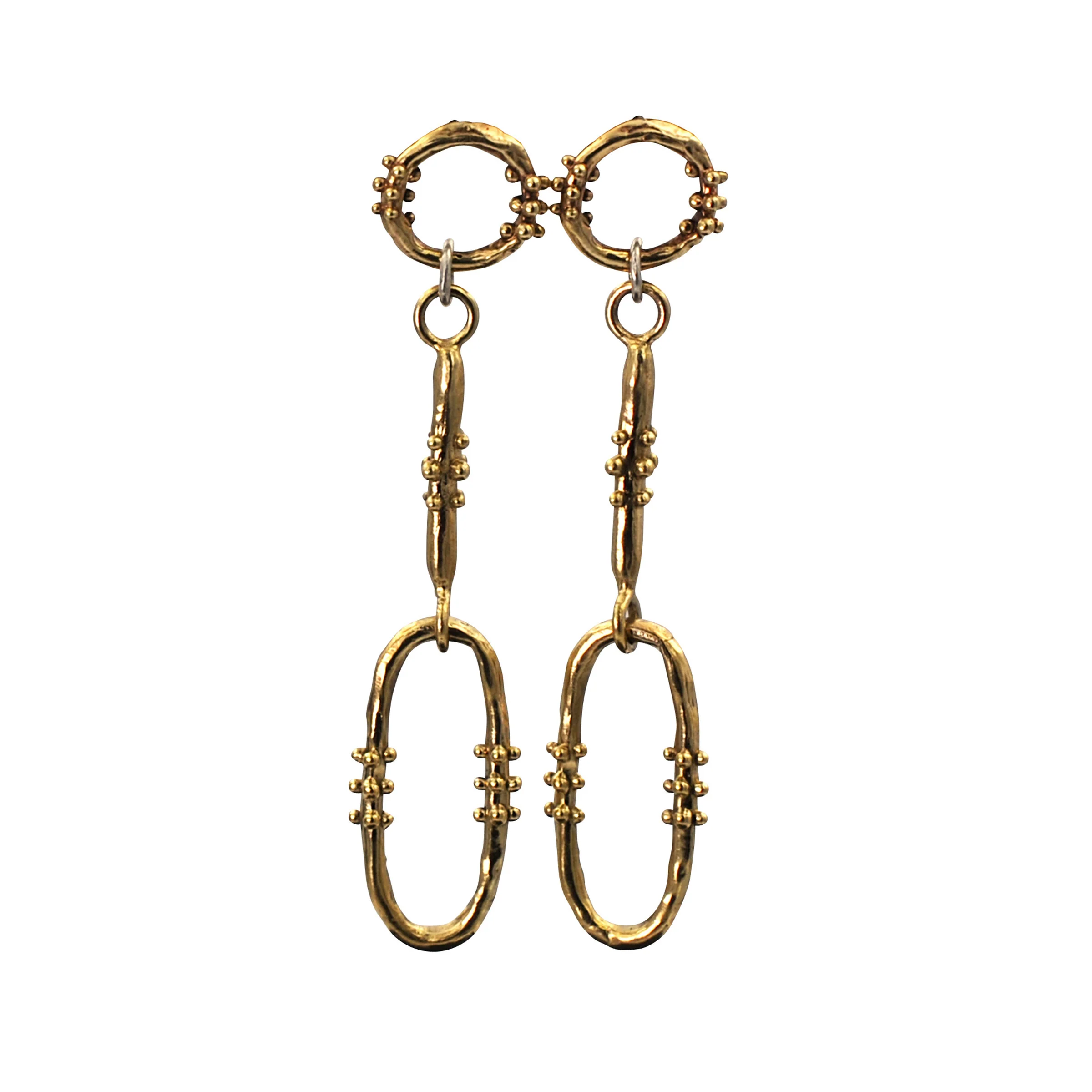Granule Charm Drop Earrings - Brass