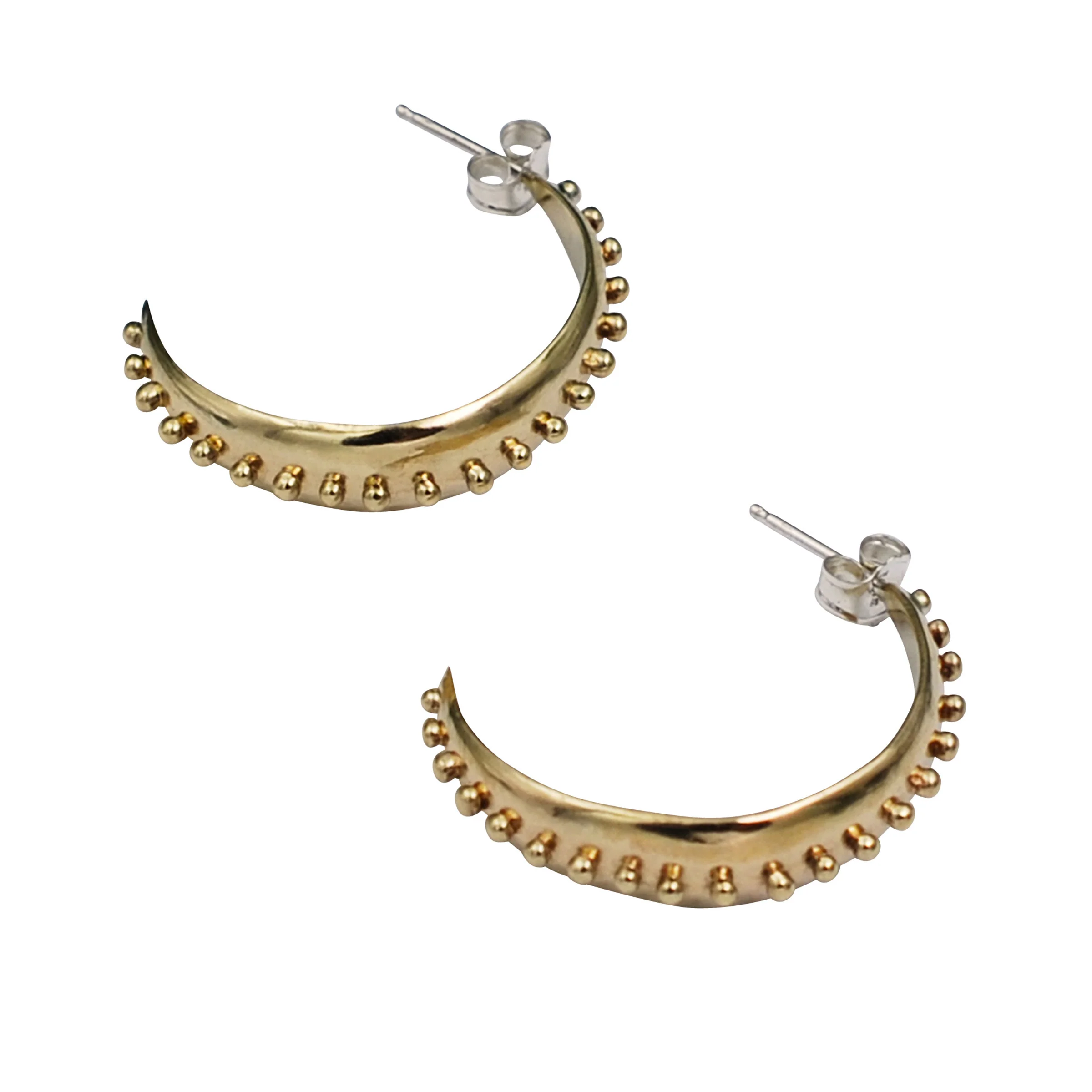 Granule Large Hoop Earrings - Brass