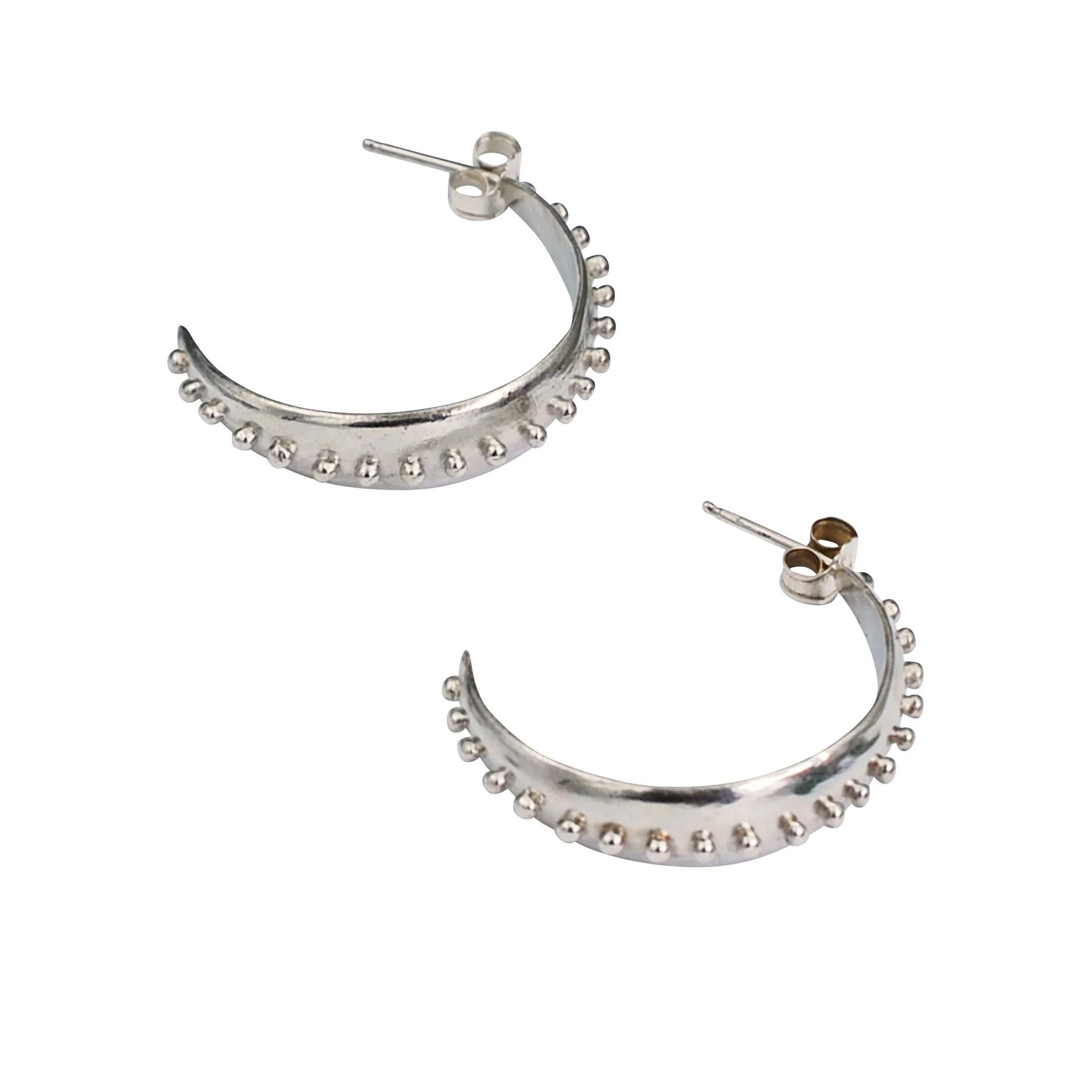 Granule Large Hoop Earrings - Sterling silver