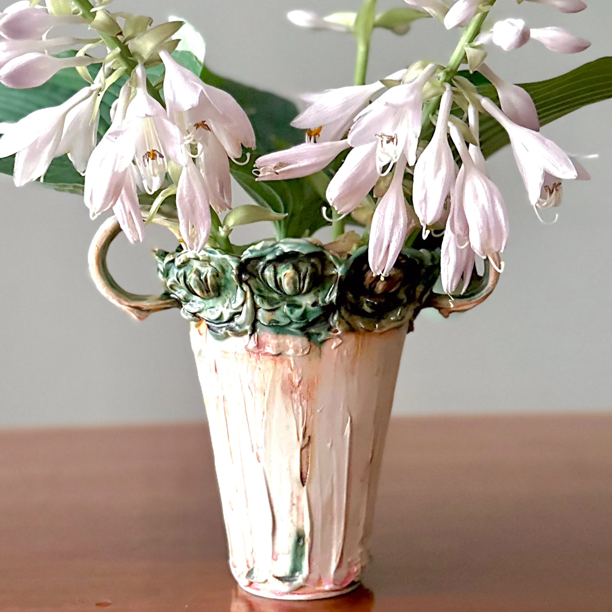 Green and Pink Romantic Vase - Image 2