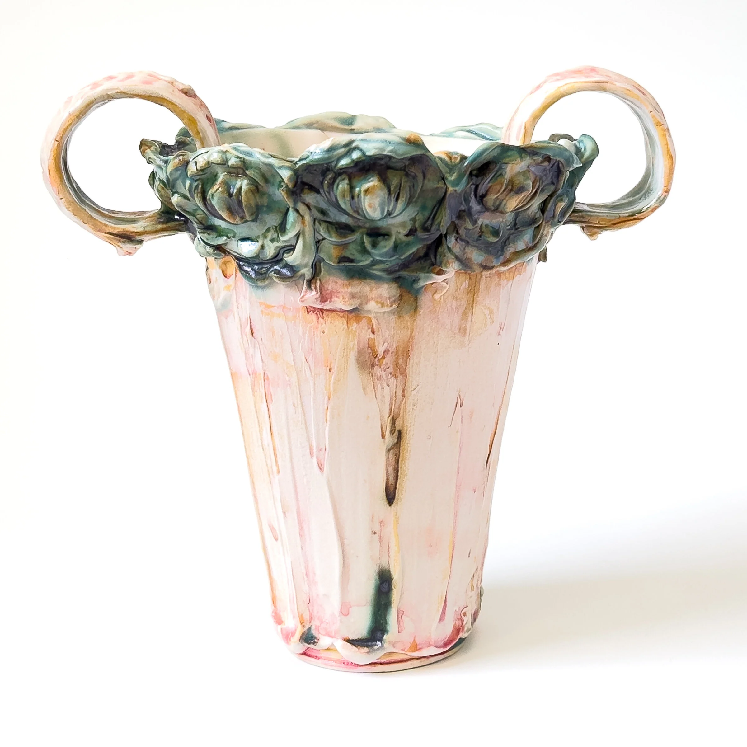Green and Pink Romantic Vase - Image 6