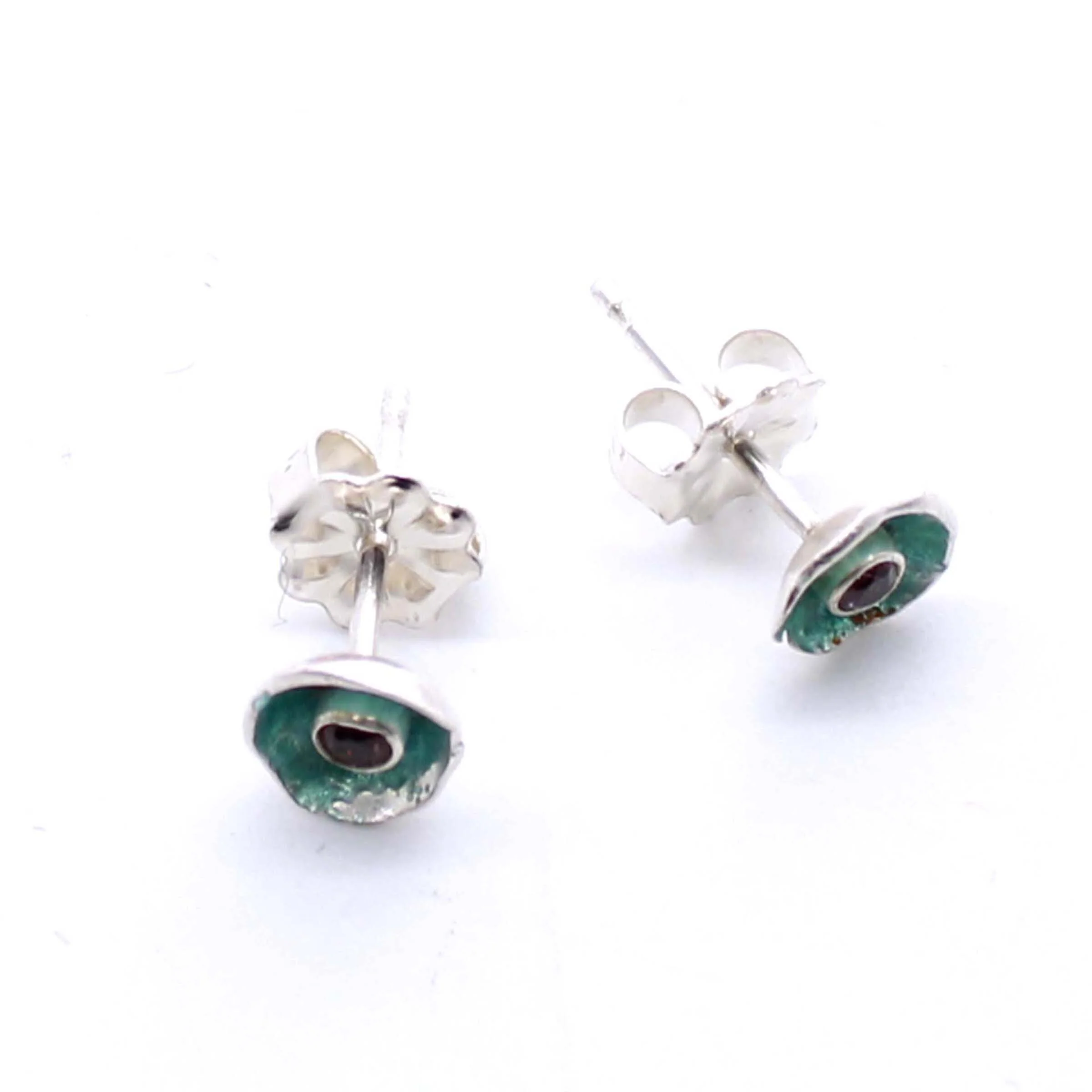 Green Enamel & Tourmaline Earrings - Image 2