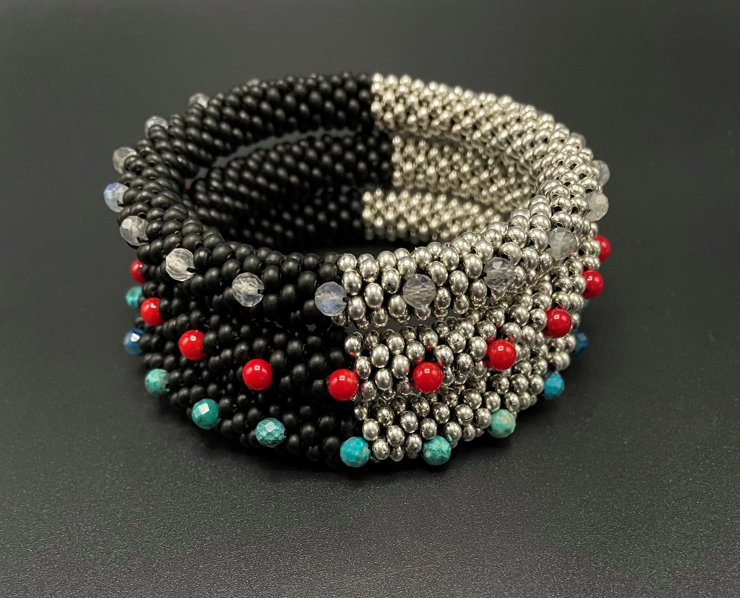 Half and Half Beaded Bangles - Chrysocolla - Image 2