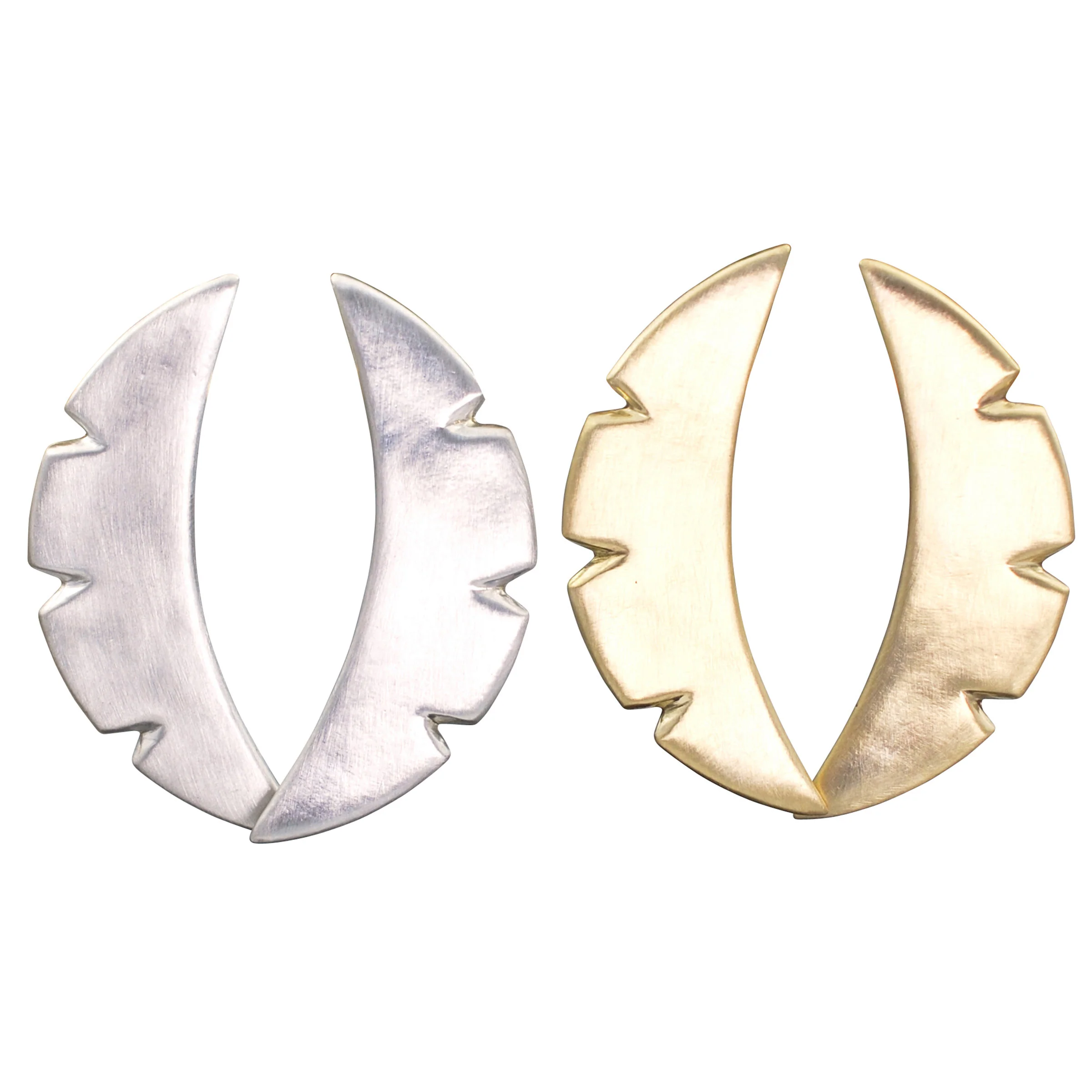 Half Moon Shields Earrings - Sterling Silver - Image 2
