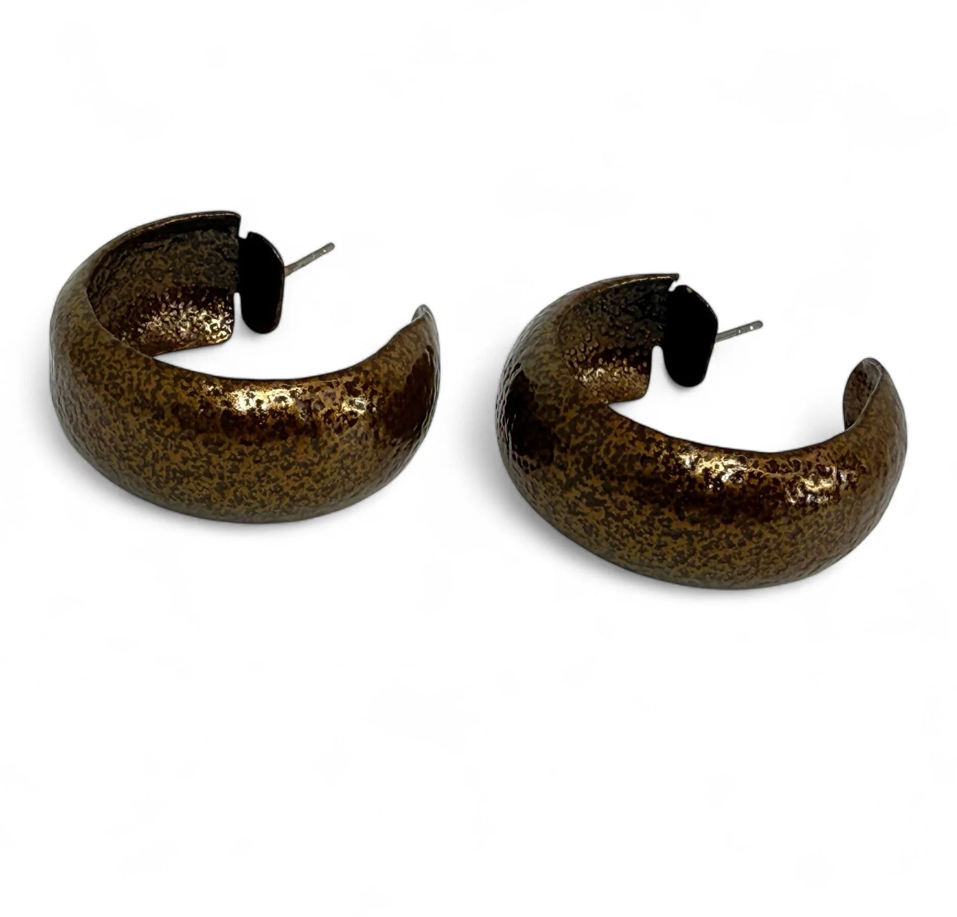 Hammered Hoop Earrings - Textured Copper
