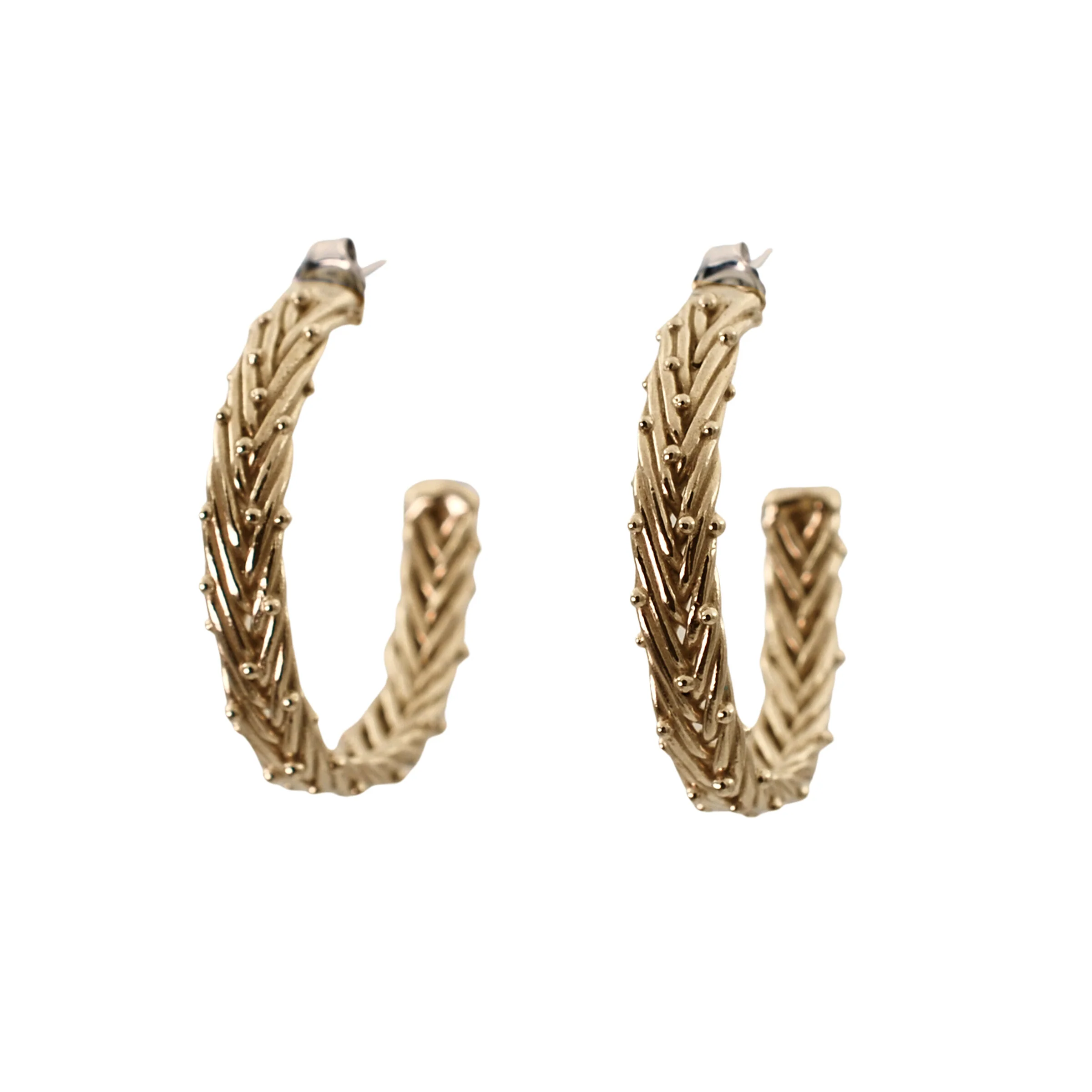 Herringbone Granule Hoop Earrings - Image 4