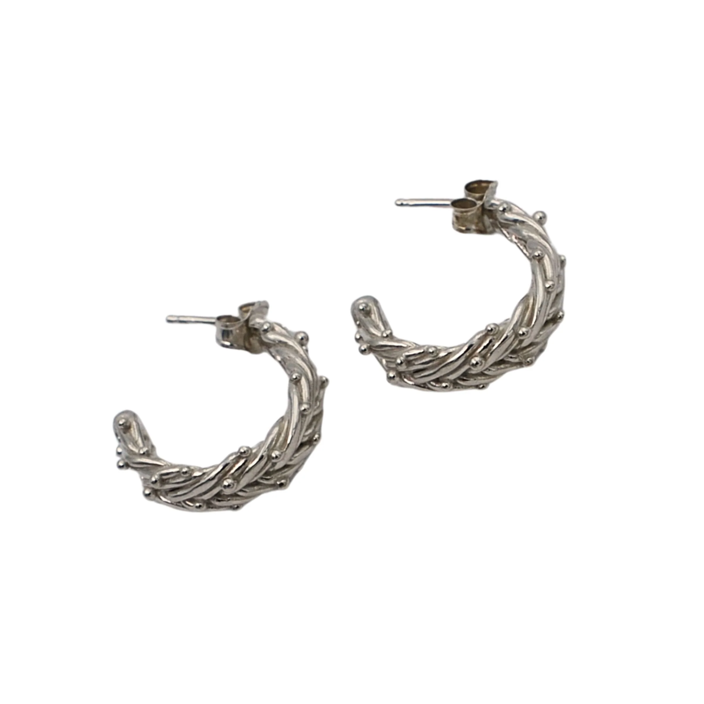 Herringbone Granule Hoop Earrings - Image 2