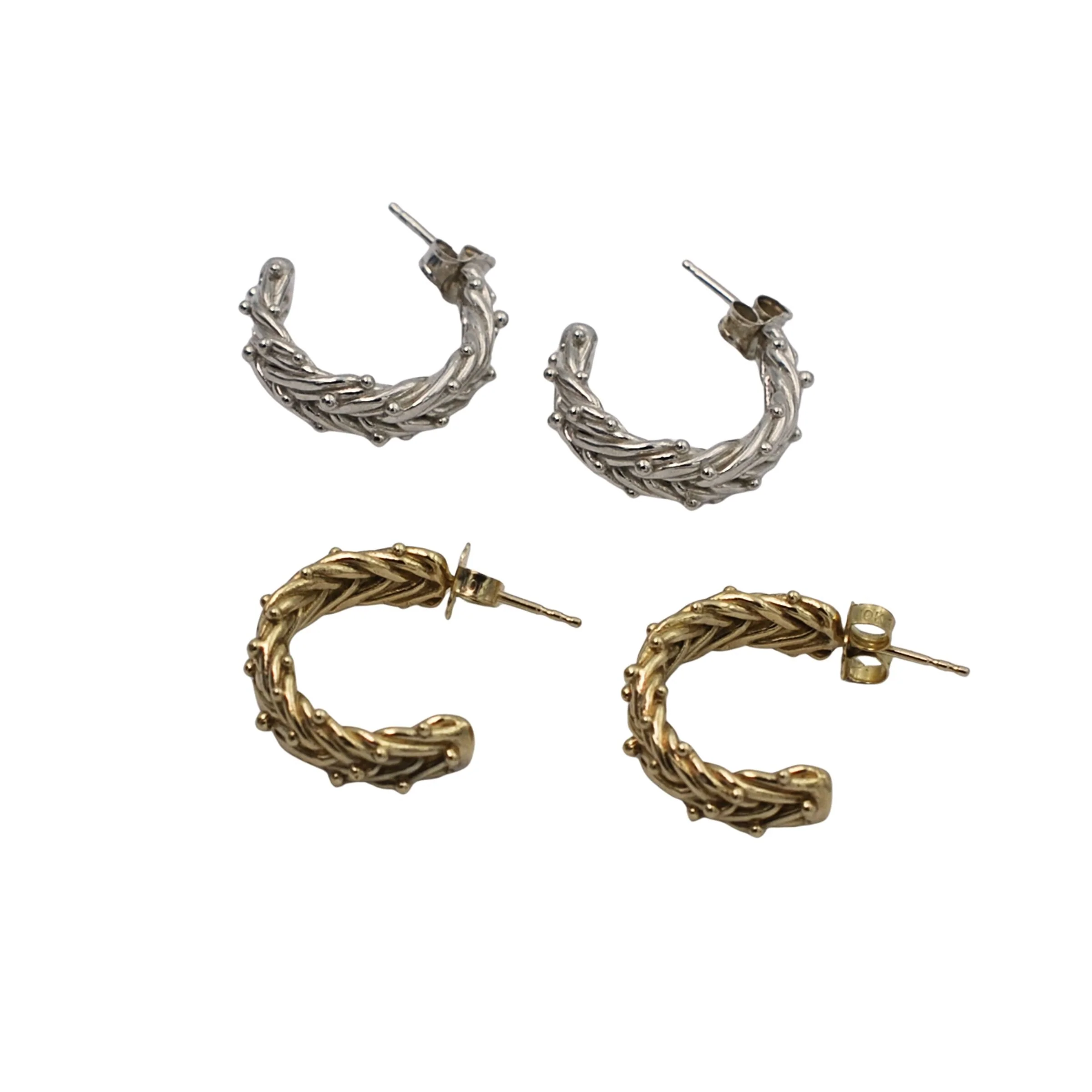 Herringbone Granule Hoop Earrings - Image 3