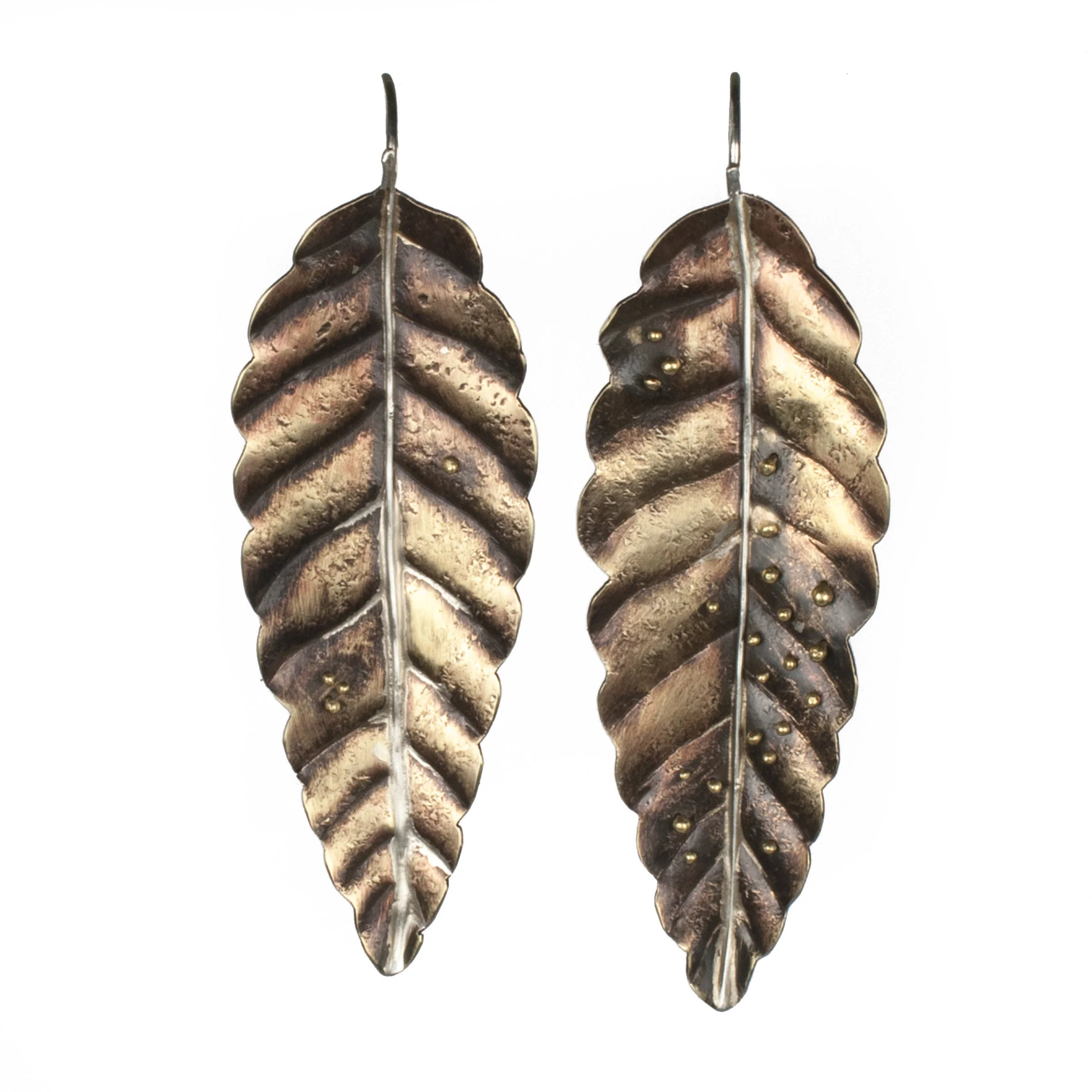 Insect Eggs on Elm Leaf Earrings