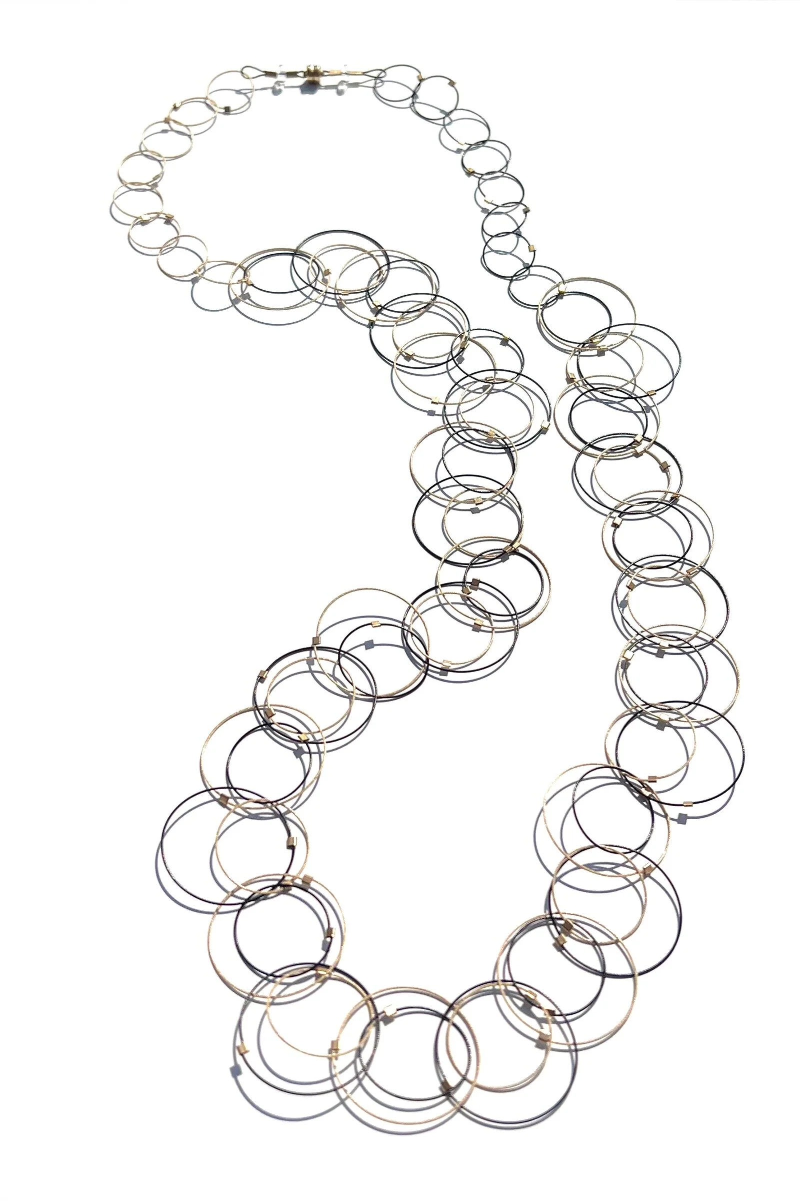 Interlocking XL Necklace - Black/Gold Cable & Gold Details, 40"L - Image 4