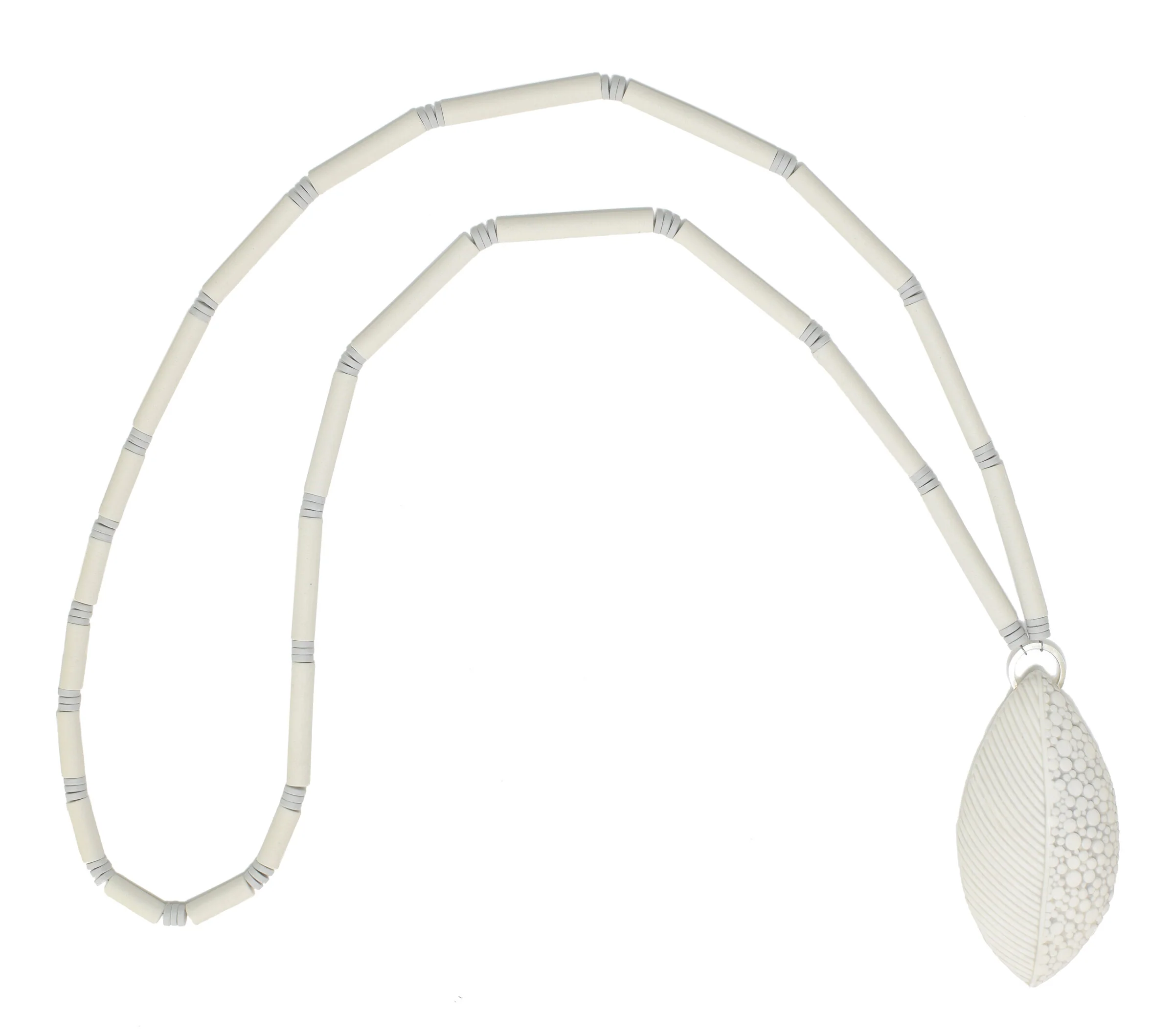 Ivory Textured Leaf Necklace - Ivory - Image 3